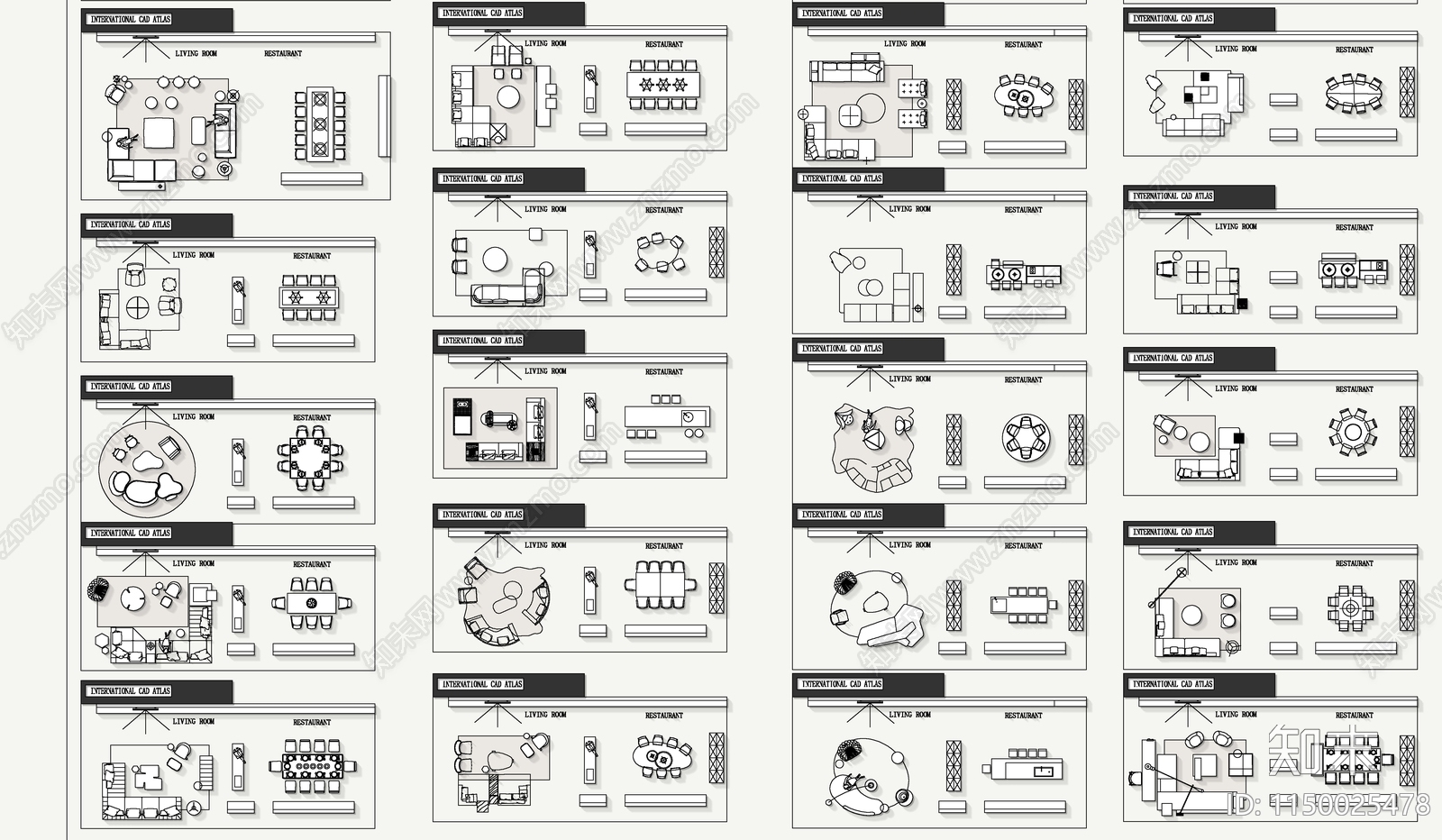 最新现代高端客餐厅组合模块施工图下载【ID:1150025478】
