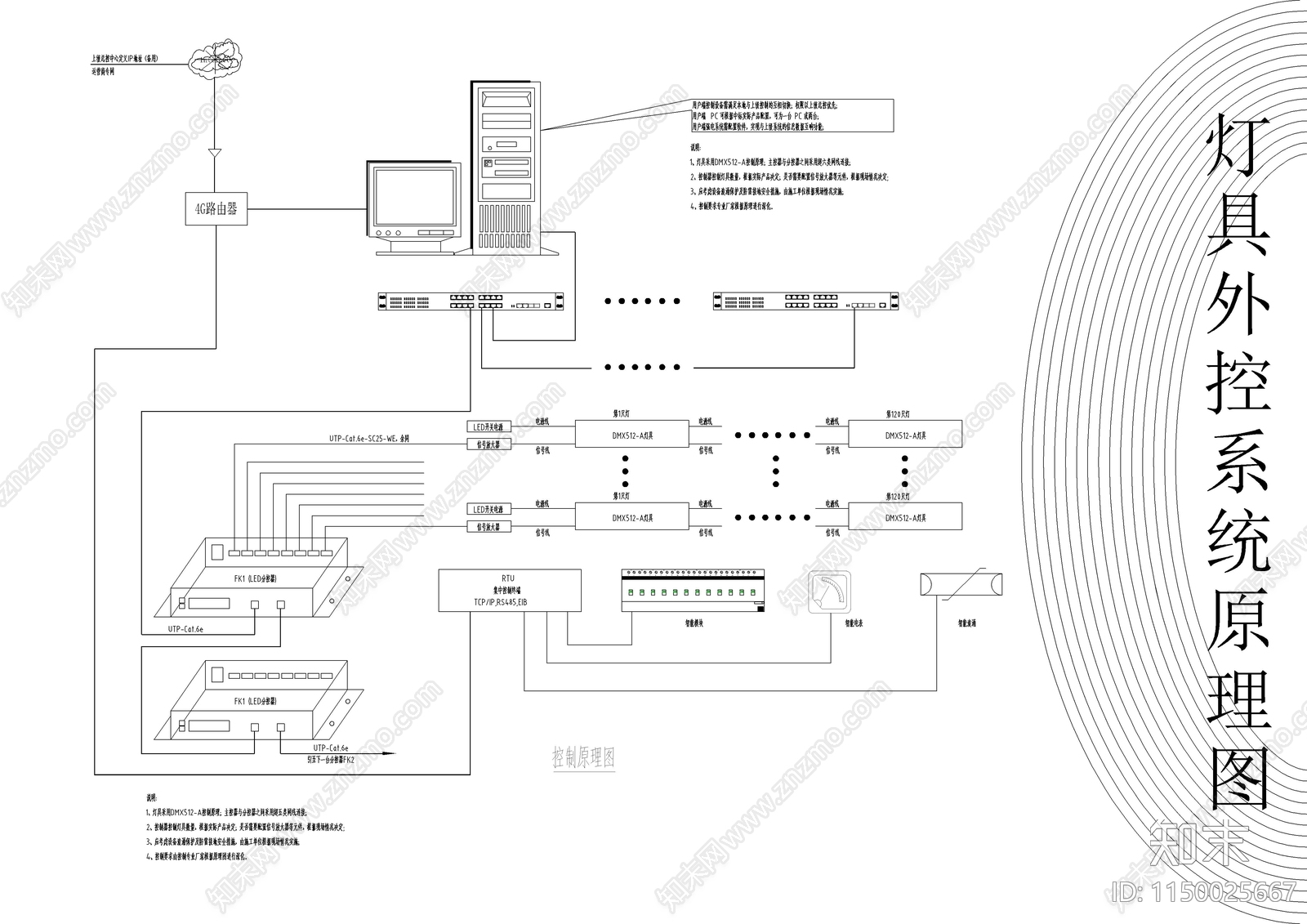 灯具外控系统原理图cad施工图下载【ID:1150025667】