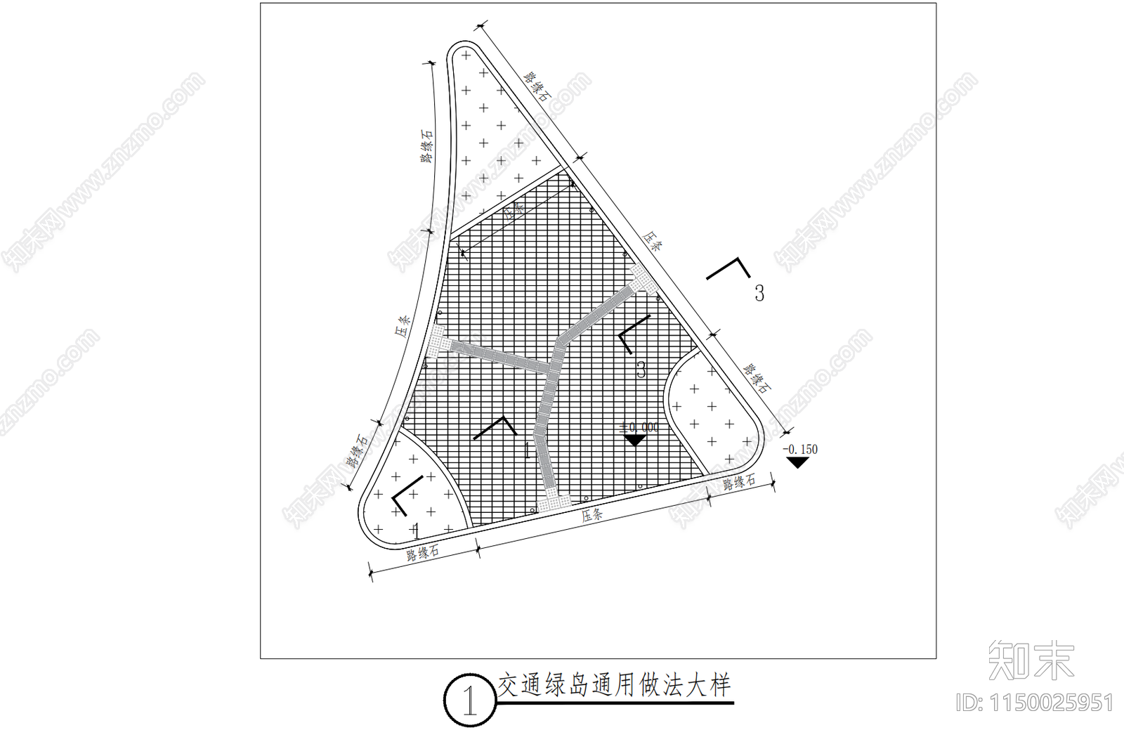 通用交通绿岛做法详图cad施工图下载【ID:1150025951】