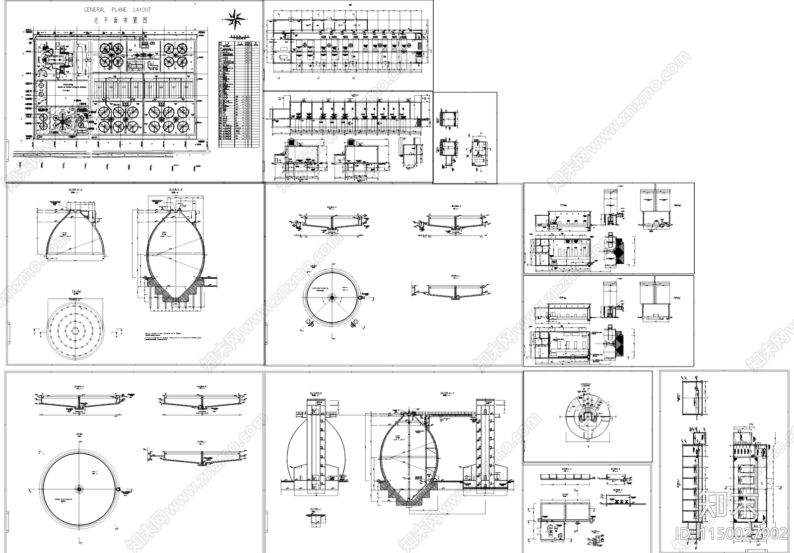 污水处理厂工业建筑cad施工图下载【ID:1150027902】