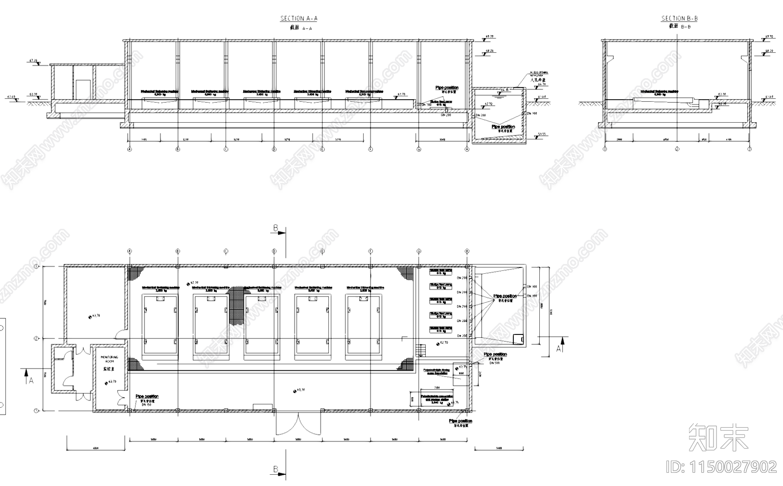 污水处理厂工业建筑cad施工图下载【ID:1150027902】