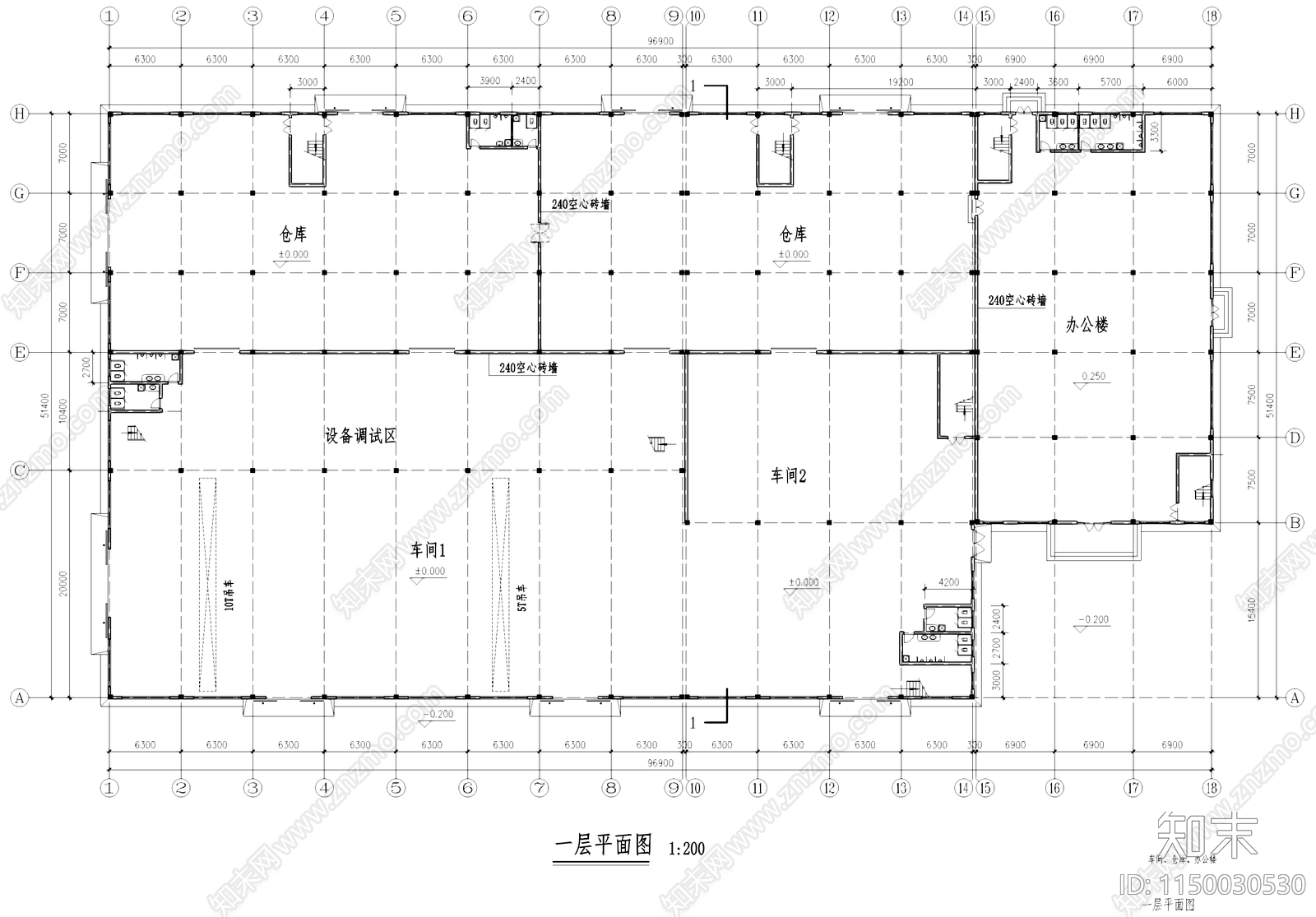 仓库车间厂房办公楼工业建筑cad施工图下载【ID:1150030530】