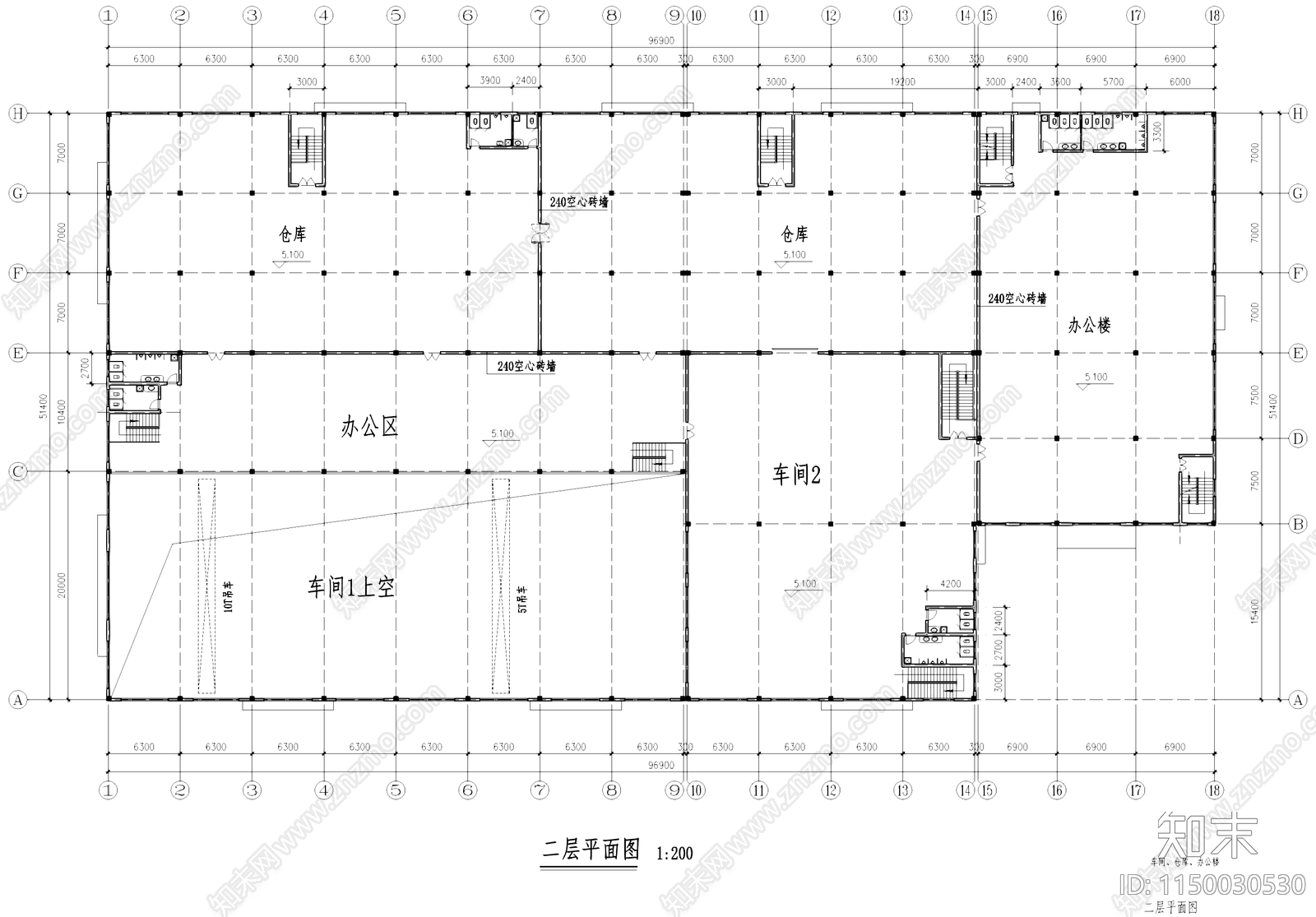 仓库车间厂房办公楼工业建筑cad施工图下载【ID:1150030530】