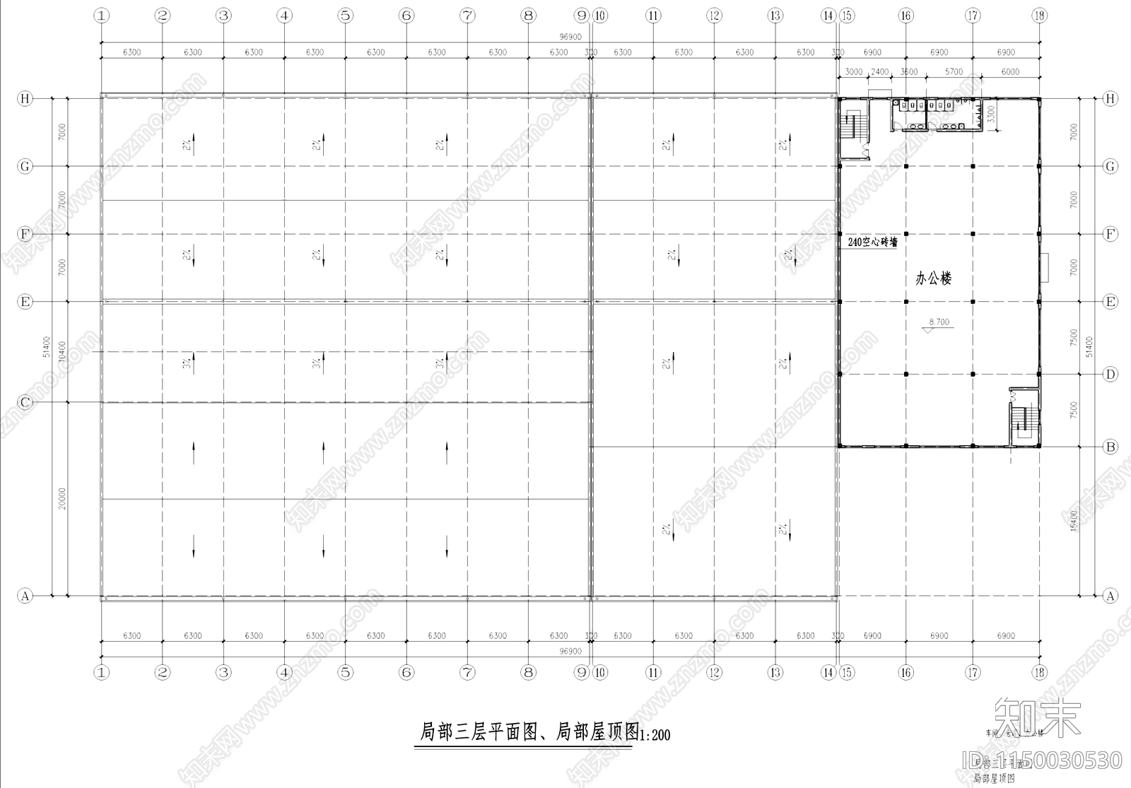 仓库车间厂房办公楼工业建筑cad施工图下载【ID:1150030530】