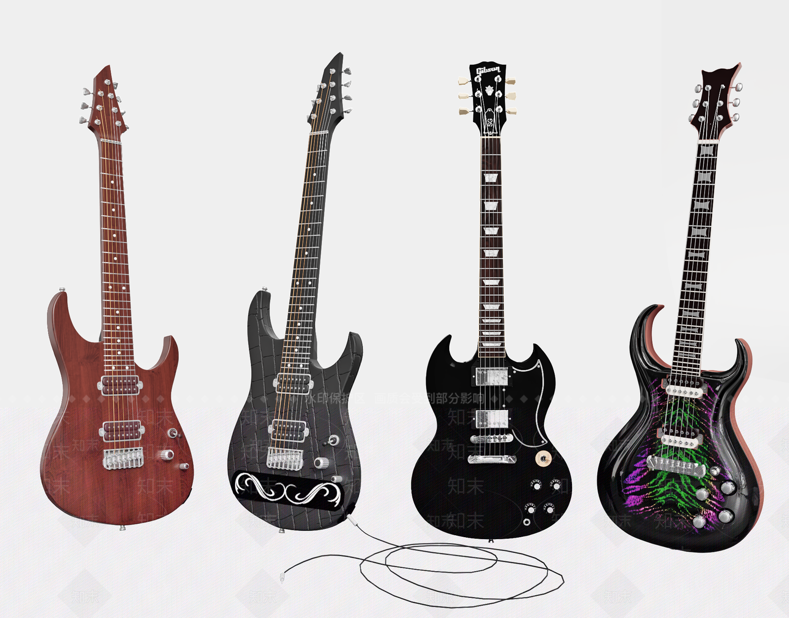 现代吉他3D模型下载【ID:1150032309】