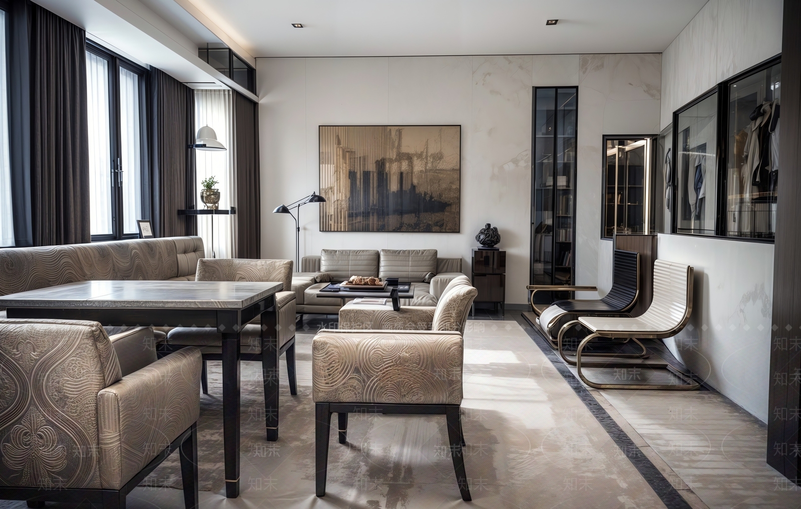 现代室内会客厅SU模型下载【ID:1150032837】