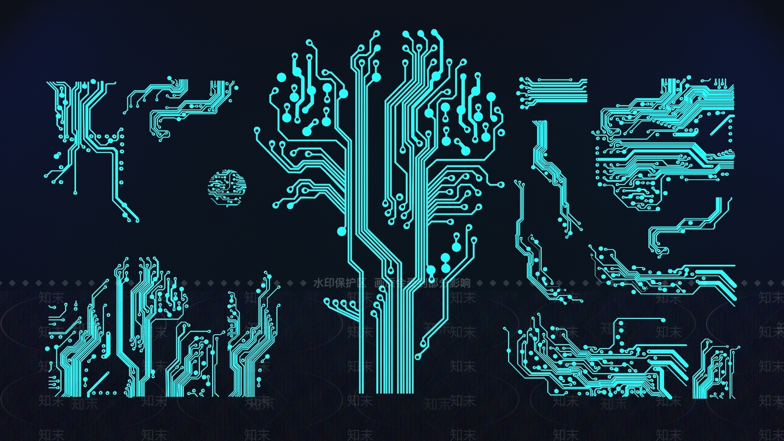 现代科技元素墙饰3D模型下载【ID:1150033486】