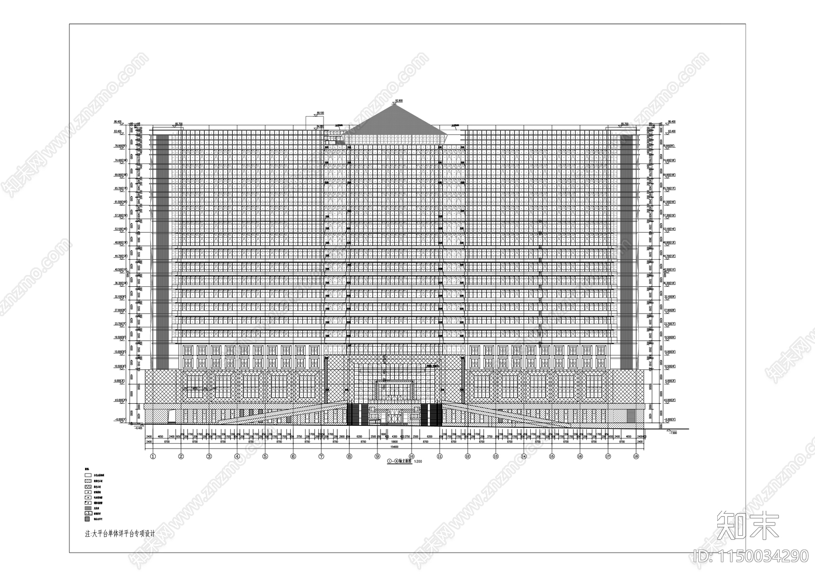 科研中心建筑cad施工图下载【ID:1150034290】