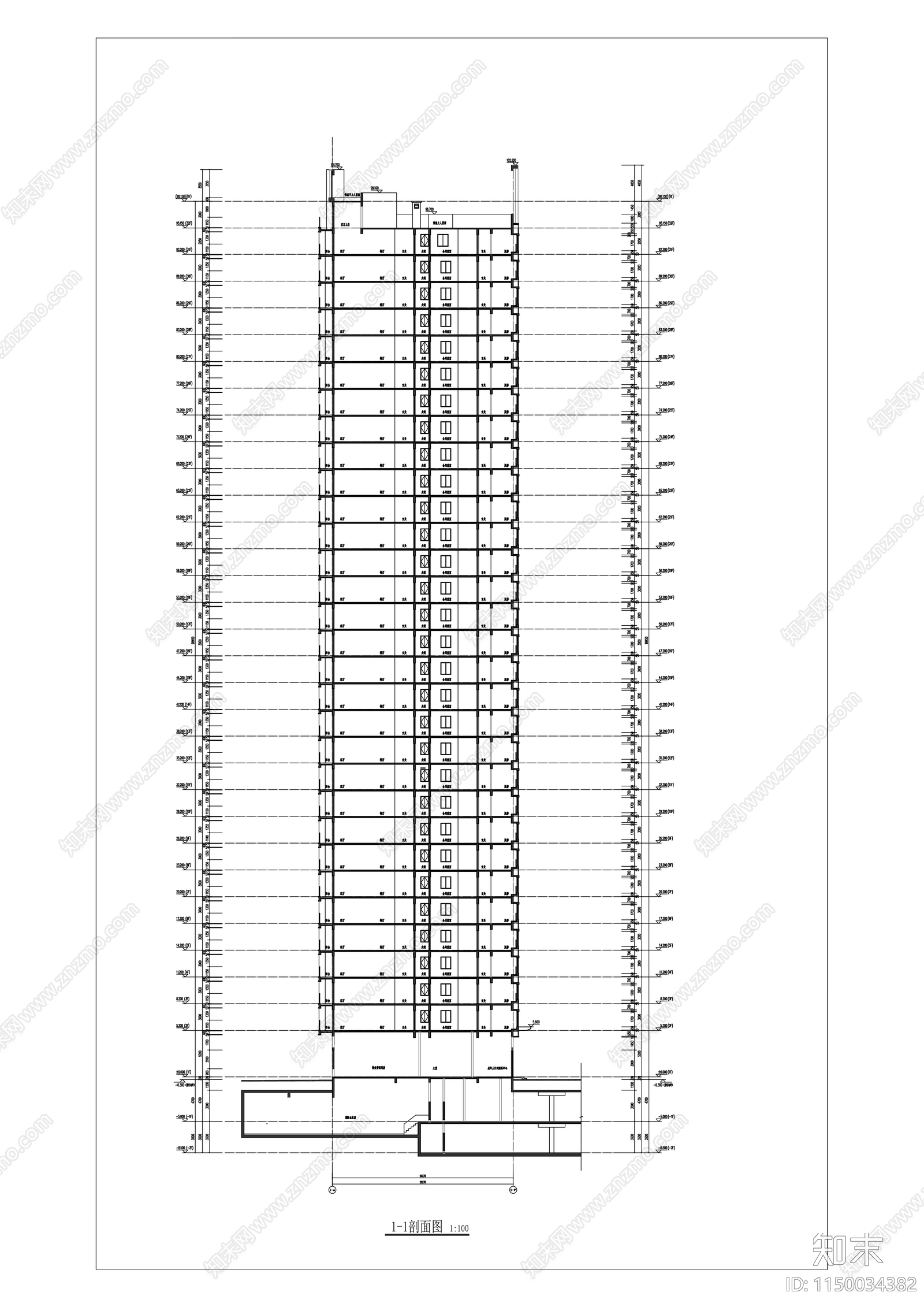 首开熙江玥庭住宅区建筑cad施工图下载【ID:1150034382】