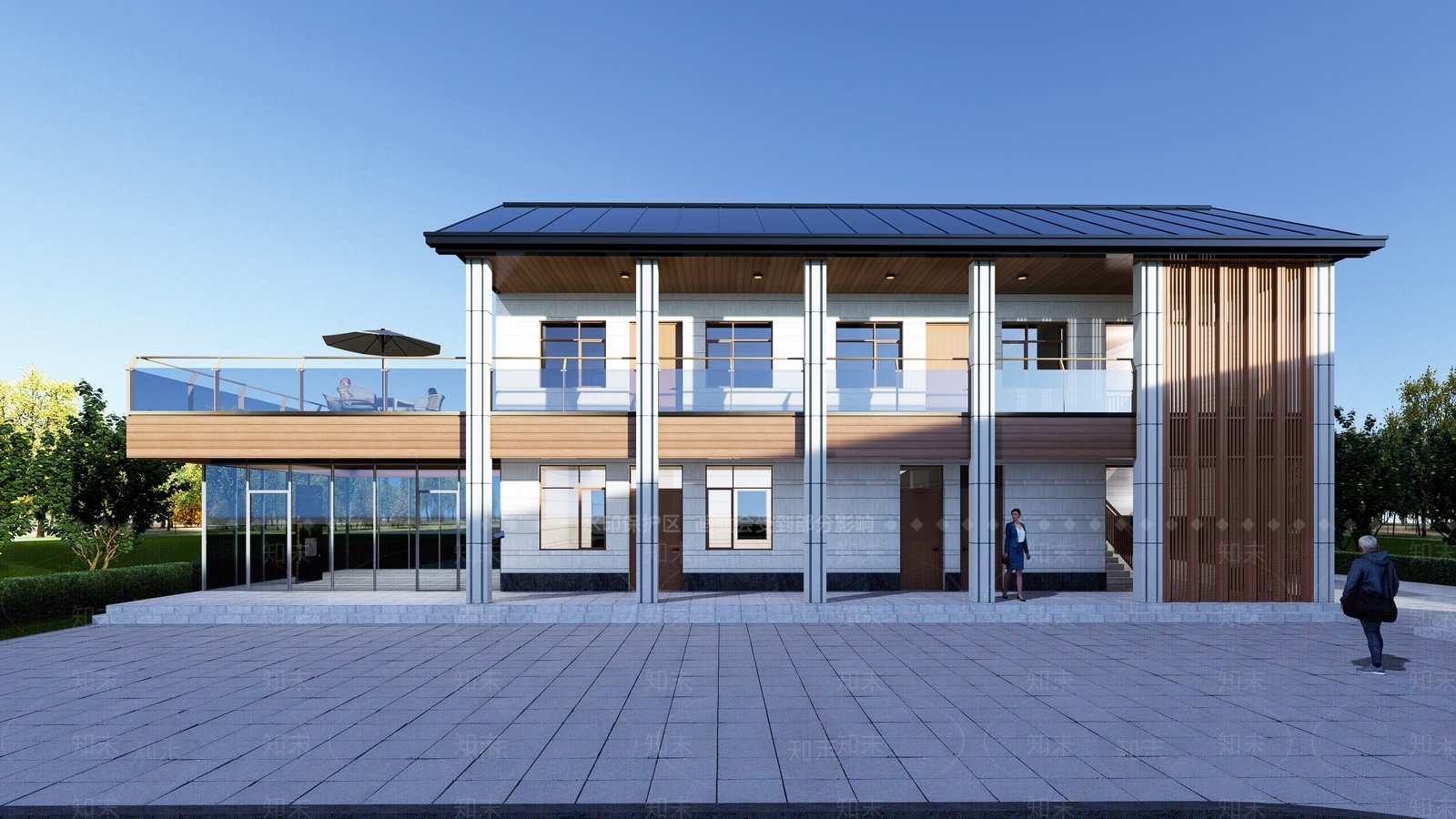 现代风格办公建筑SU模型下载【ID:1150035557】