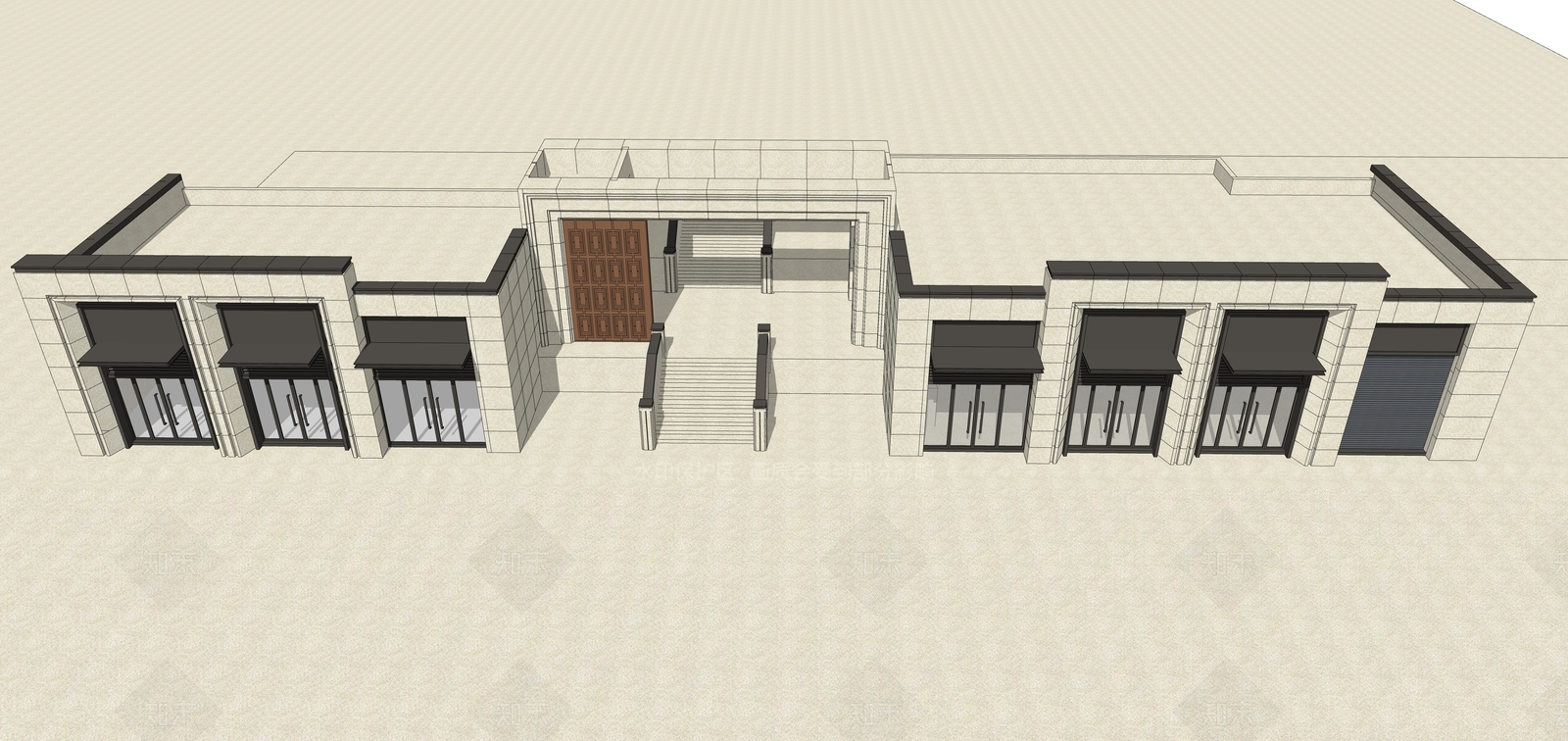 现代单层商业建筑SU模型下载【ID:1150086855】