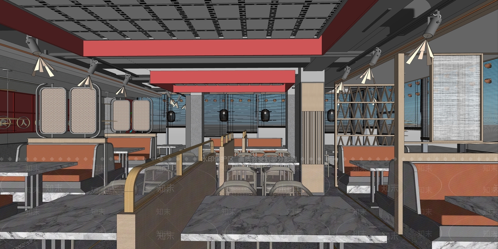 新中式烧烤店SU模型下载【ID:1150037148】