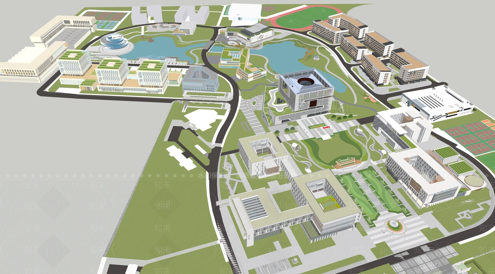 学校建筑SU模型精品下载_SketchUp模型_知末网