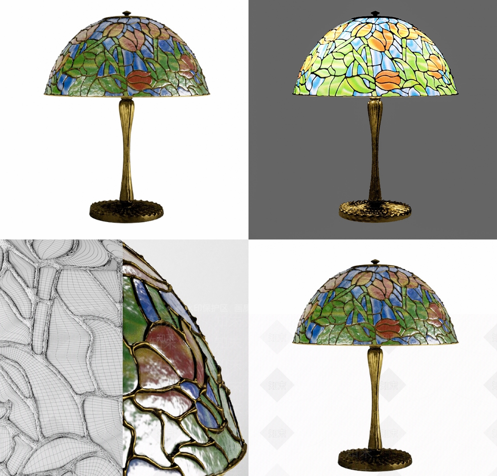 tiffani欧式古典台灯SU模型下载【ID:1150039618】