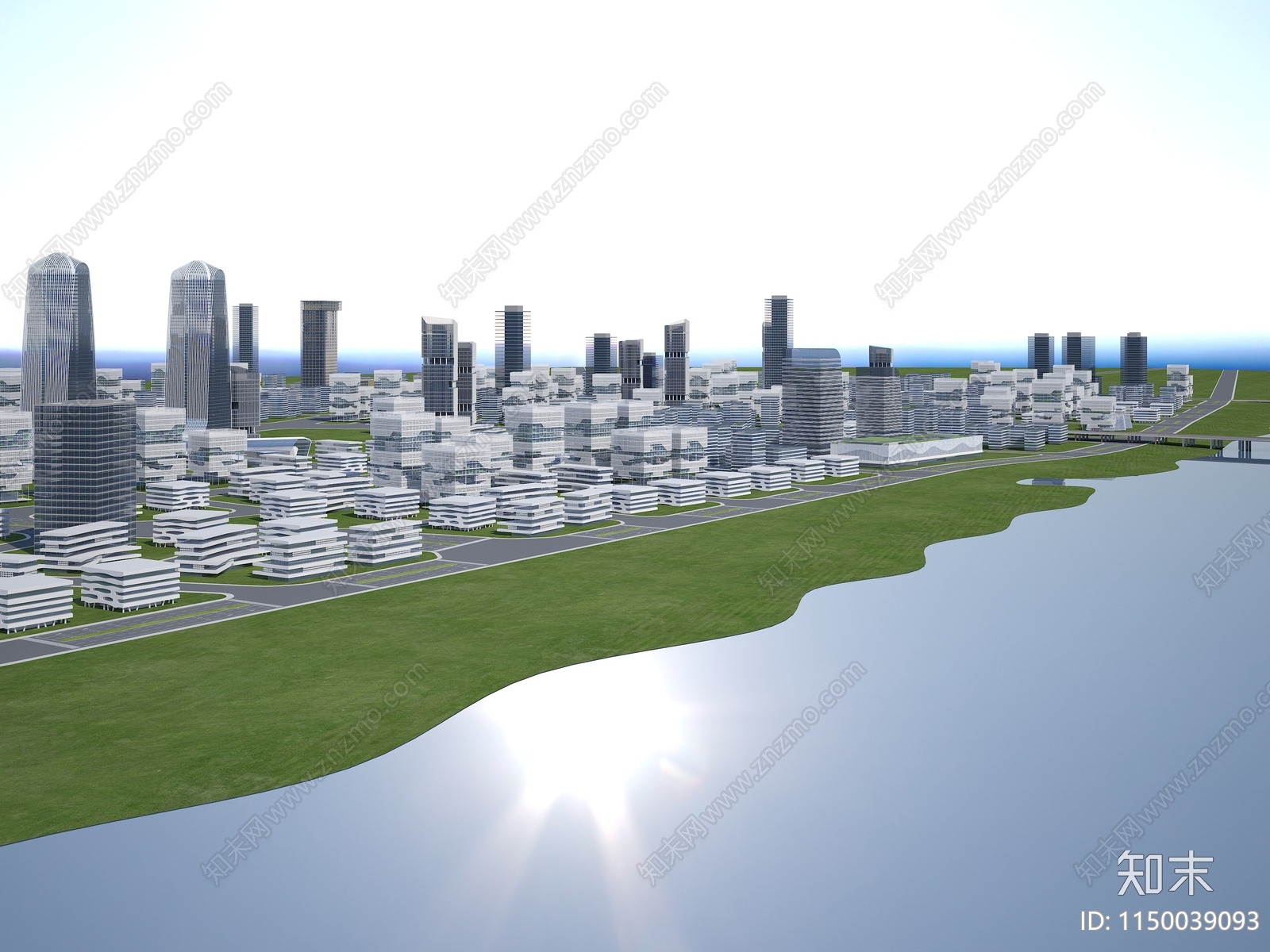 现代建筑鸟瞰规划3D模型下载【ID:1150039093】