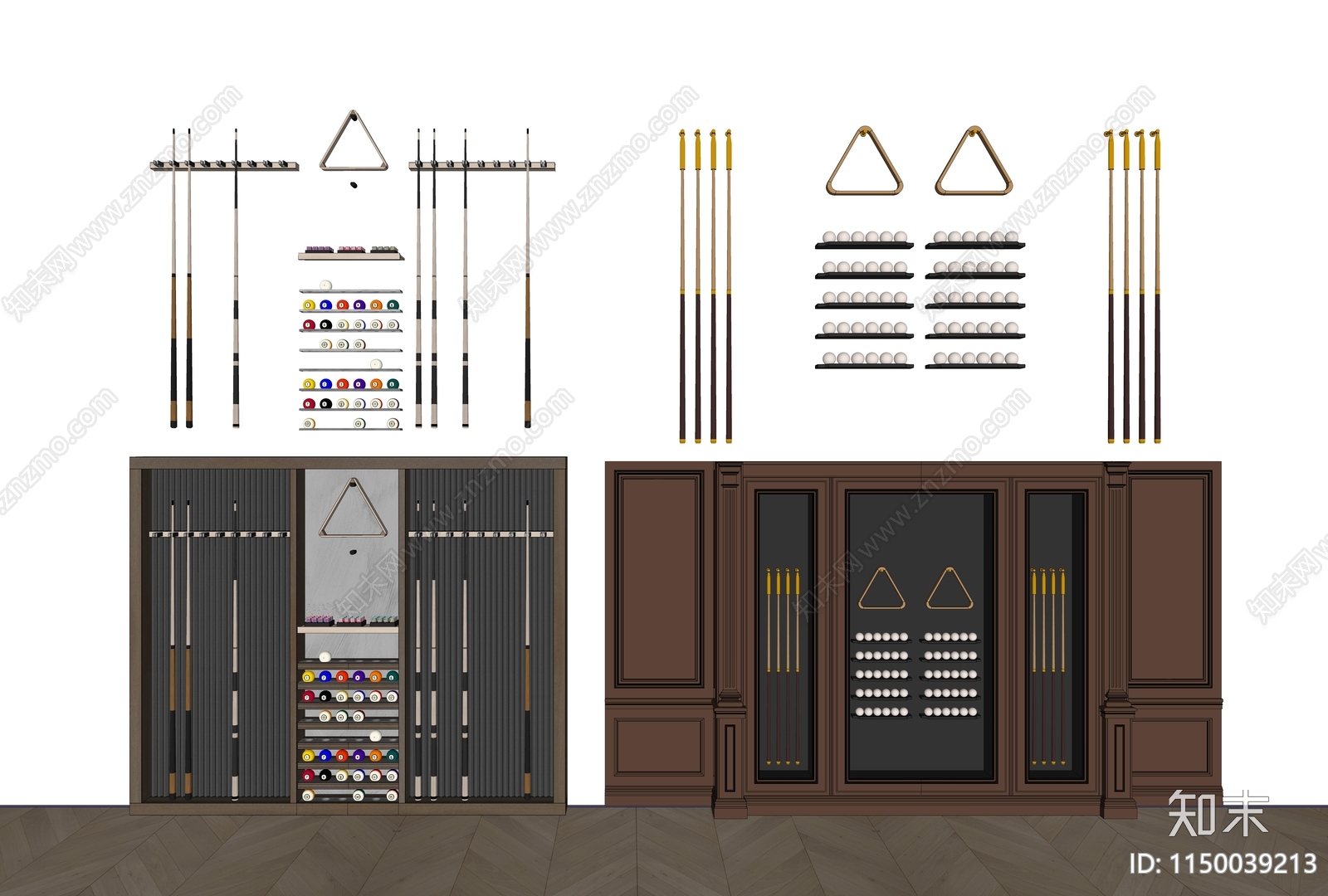 现代桌球器材收纳柜SU模型下载【ID:1150039213】
