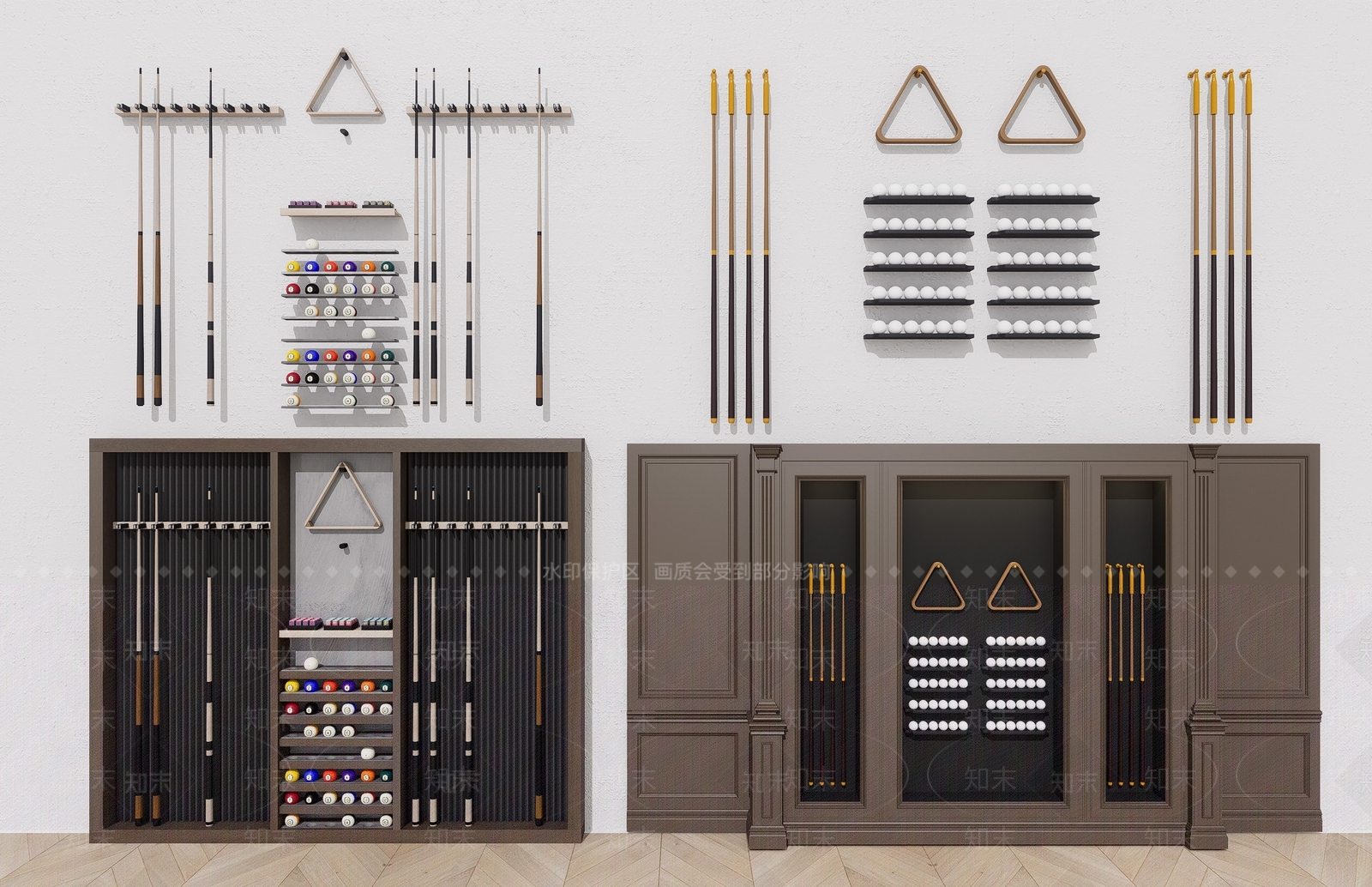 美式桌球用品组合3D模型下载【ID:1150517727】