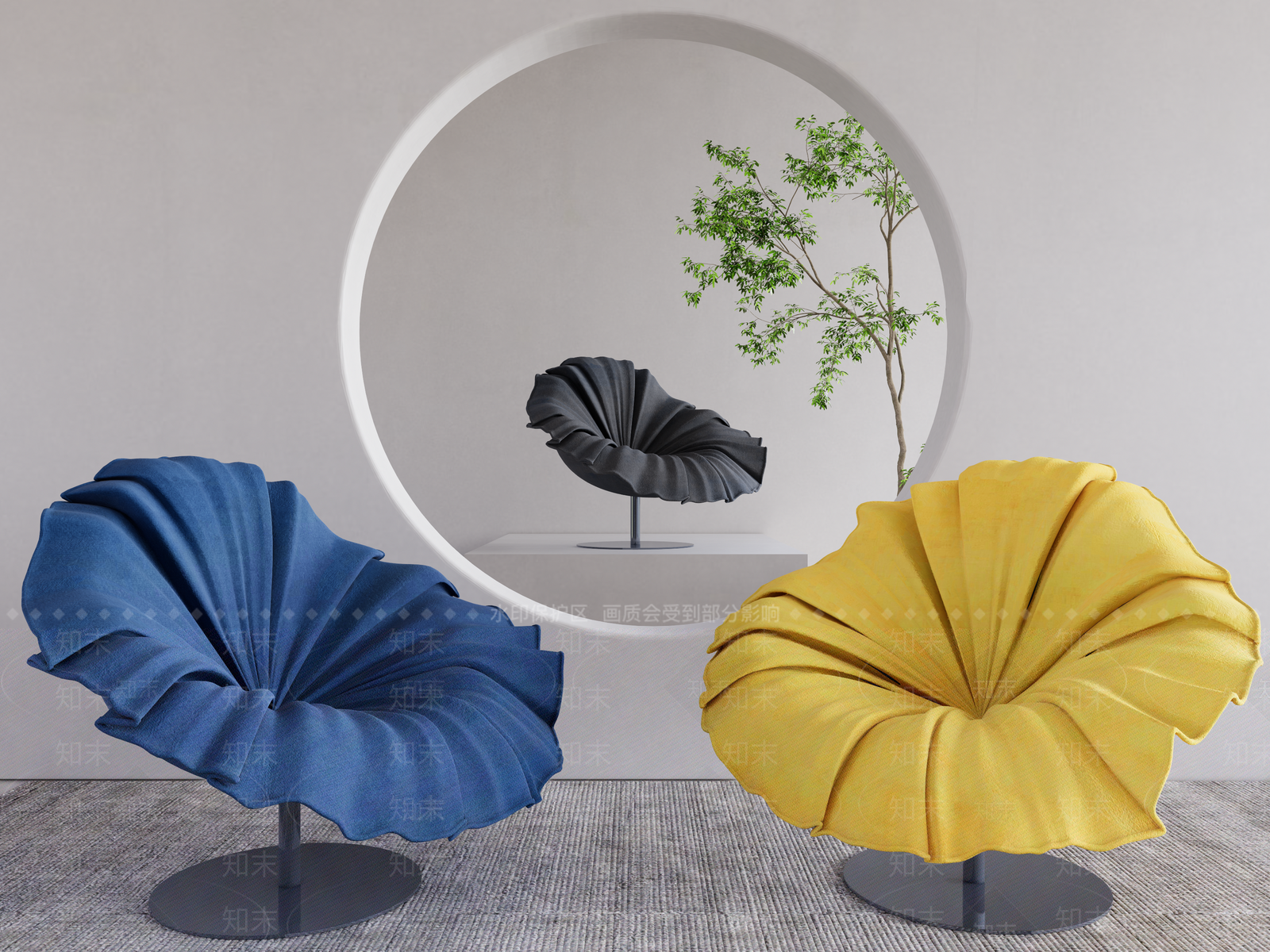 现代荷叶休闲椅3D模型下载【ID:1150041192】