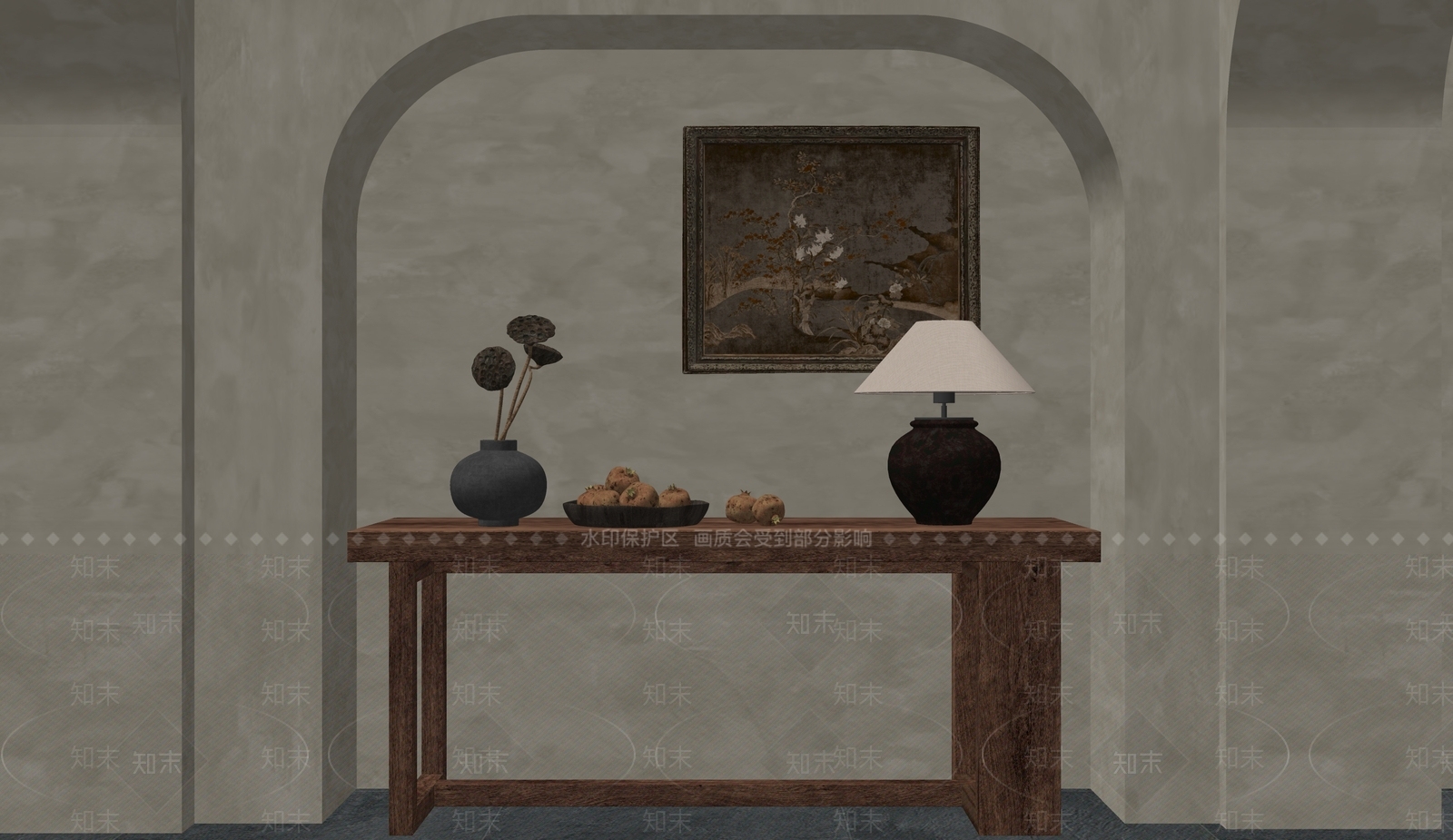 侘寂端景条案SU模型下载【ID:1150041598】