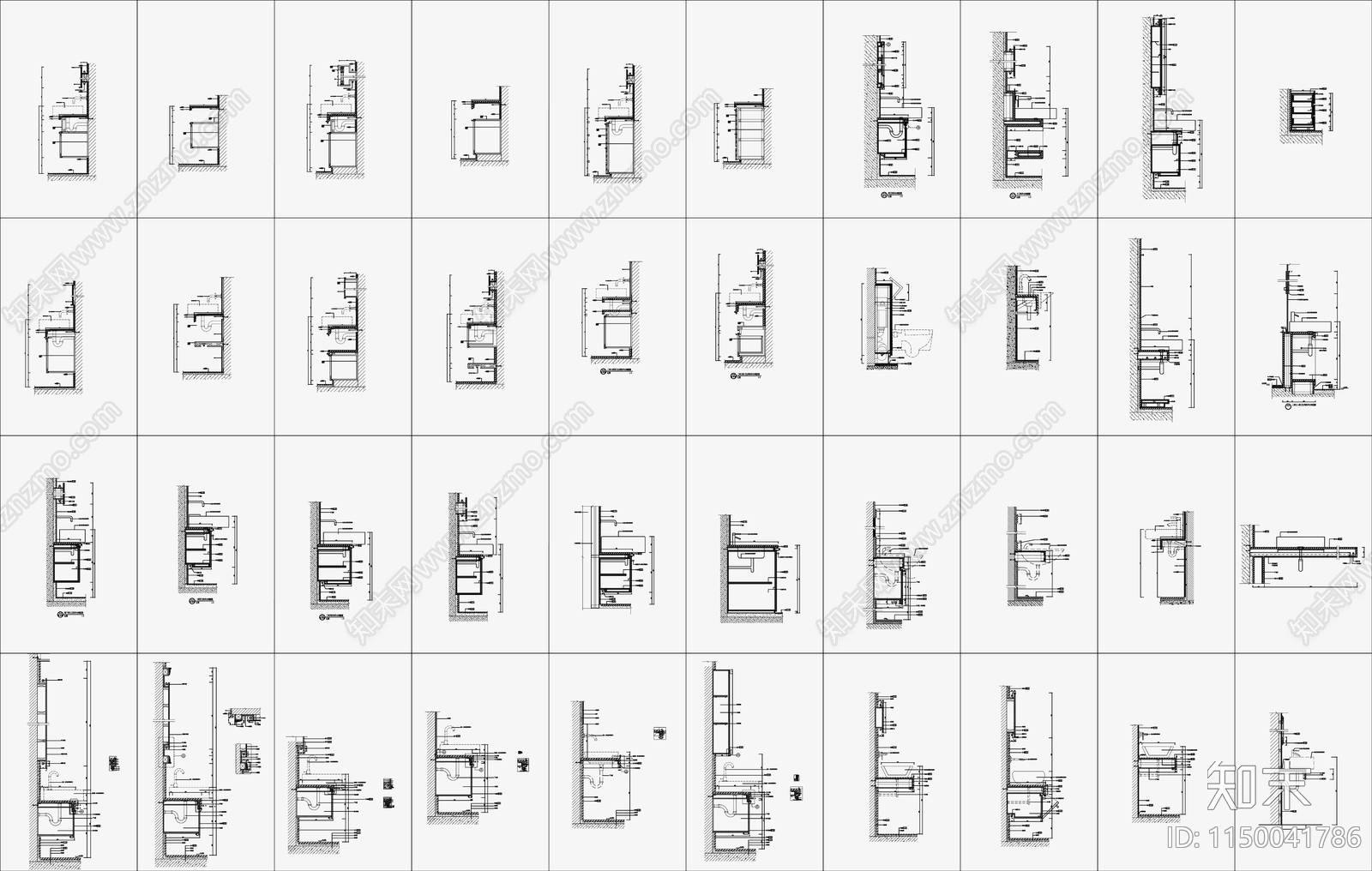 220款洗手台剖面节点详图施工图下载【ID:1150041786】