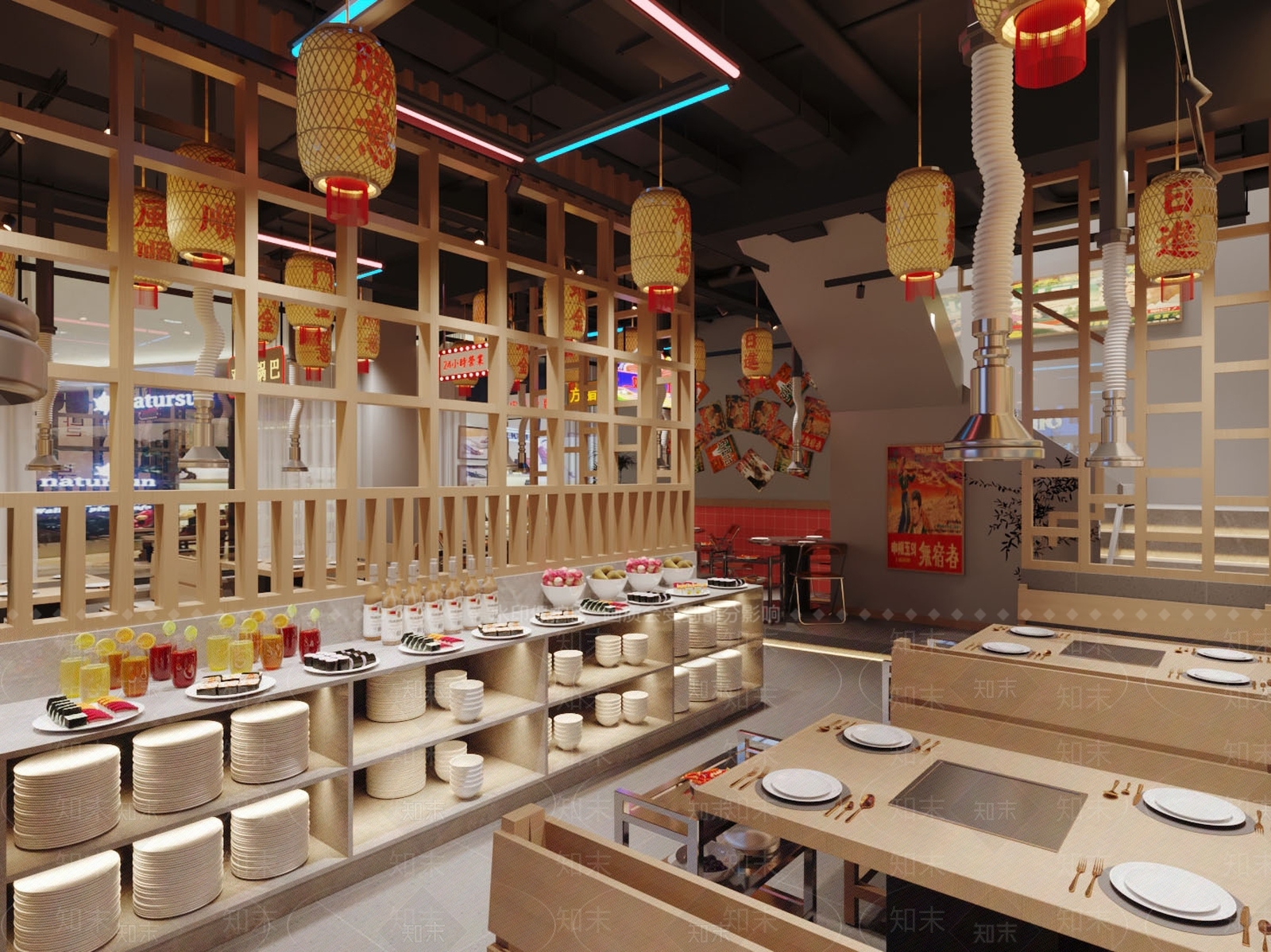 工业风火锅店3D模型下载【ID:1214172206】