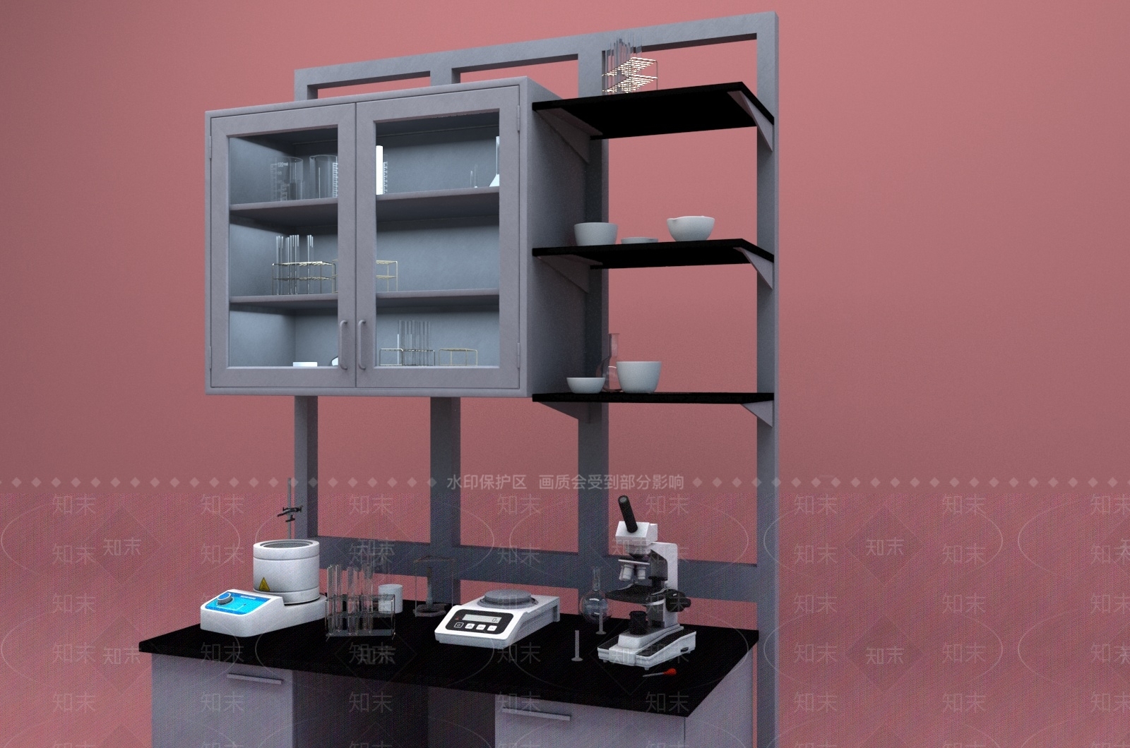试验室实验台3D模型下载【ID:1150043300】