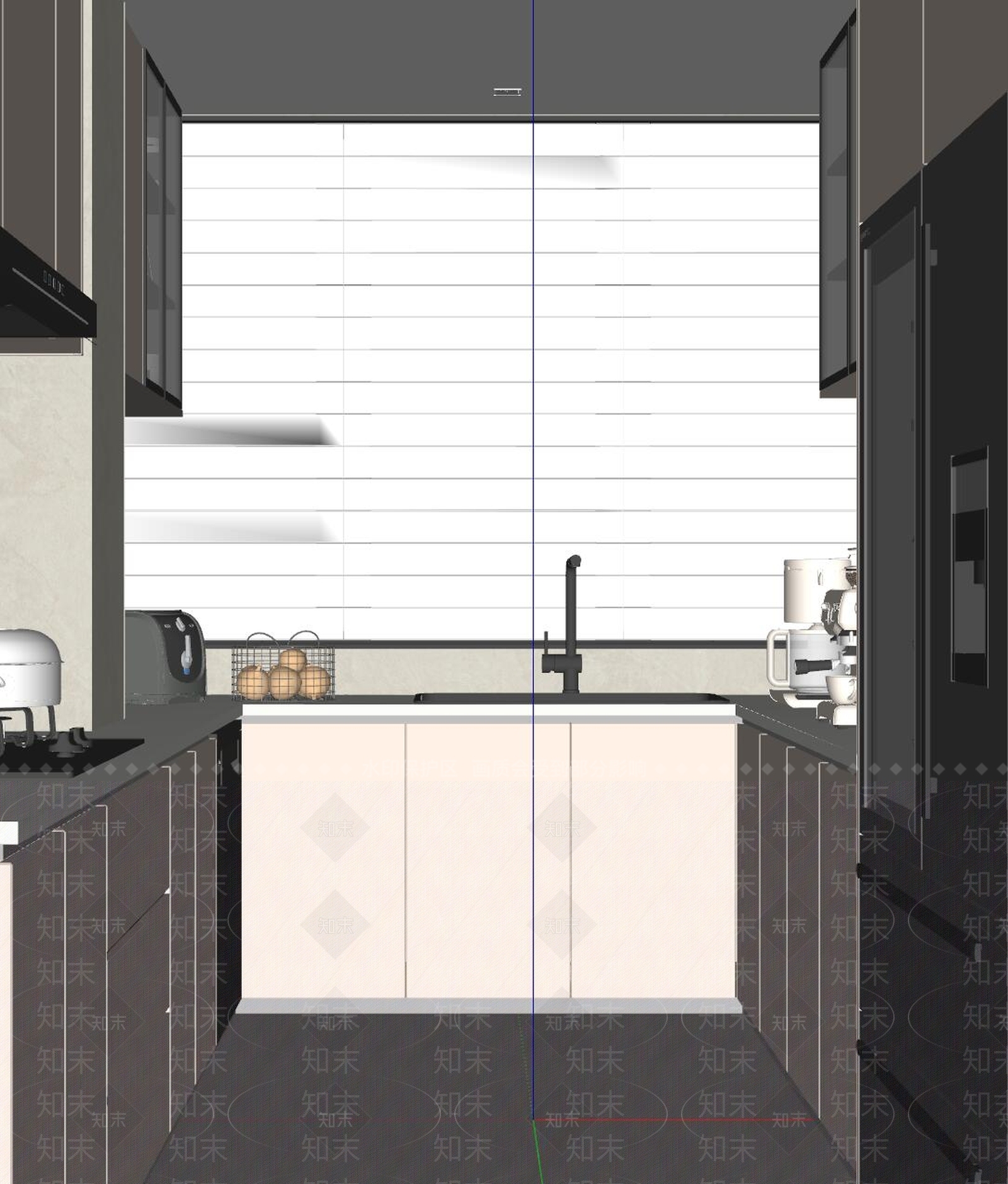 现代奶油风厨房SU模型下载【ID:1150045971】