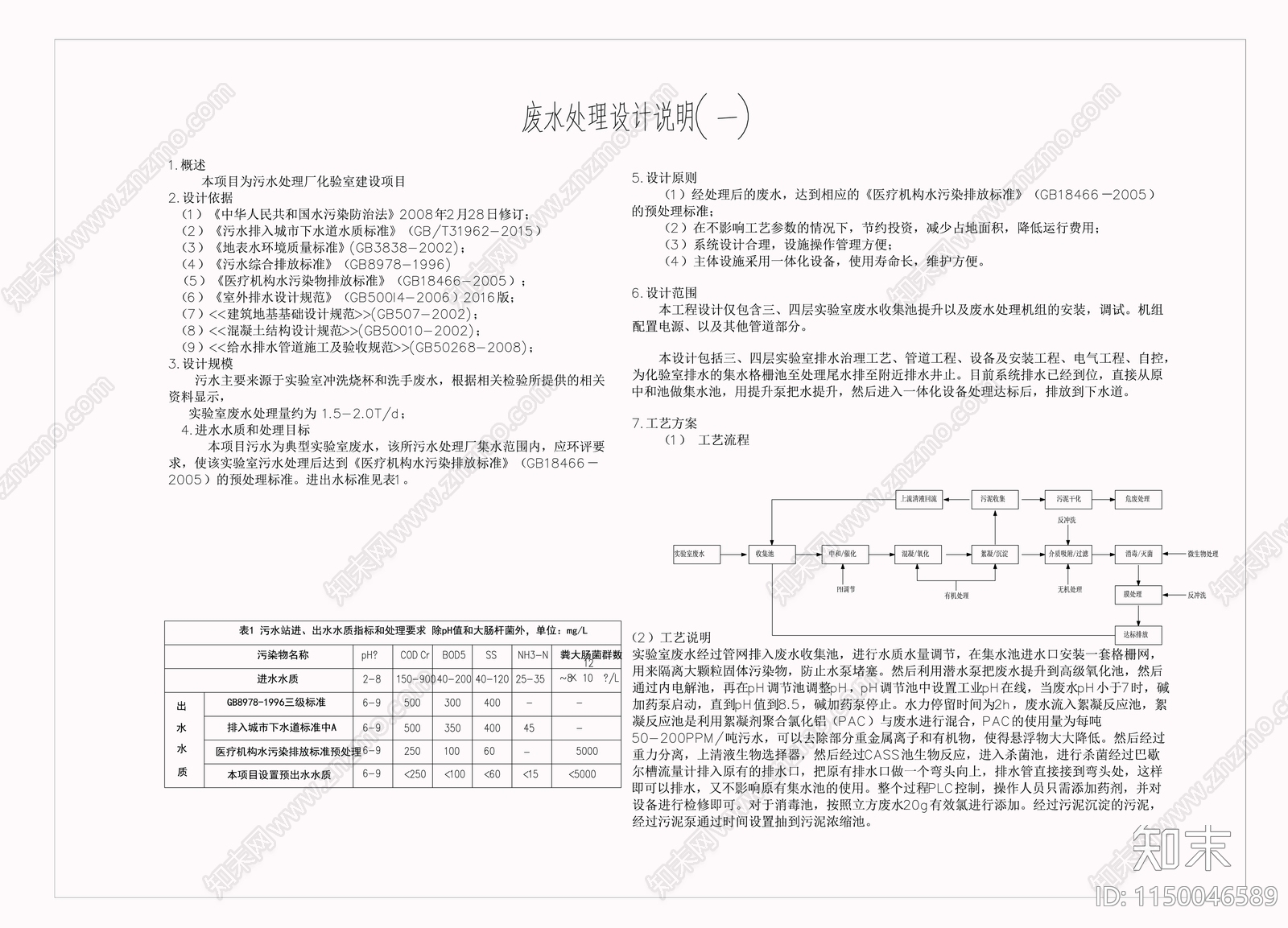 实验室污水处理流程施工图cad施工图下载【ID:1150046589】