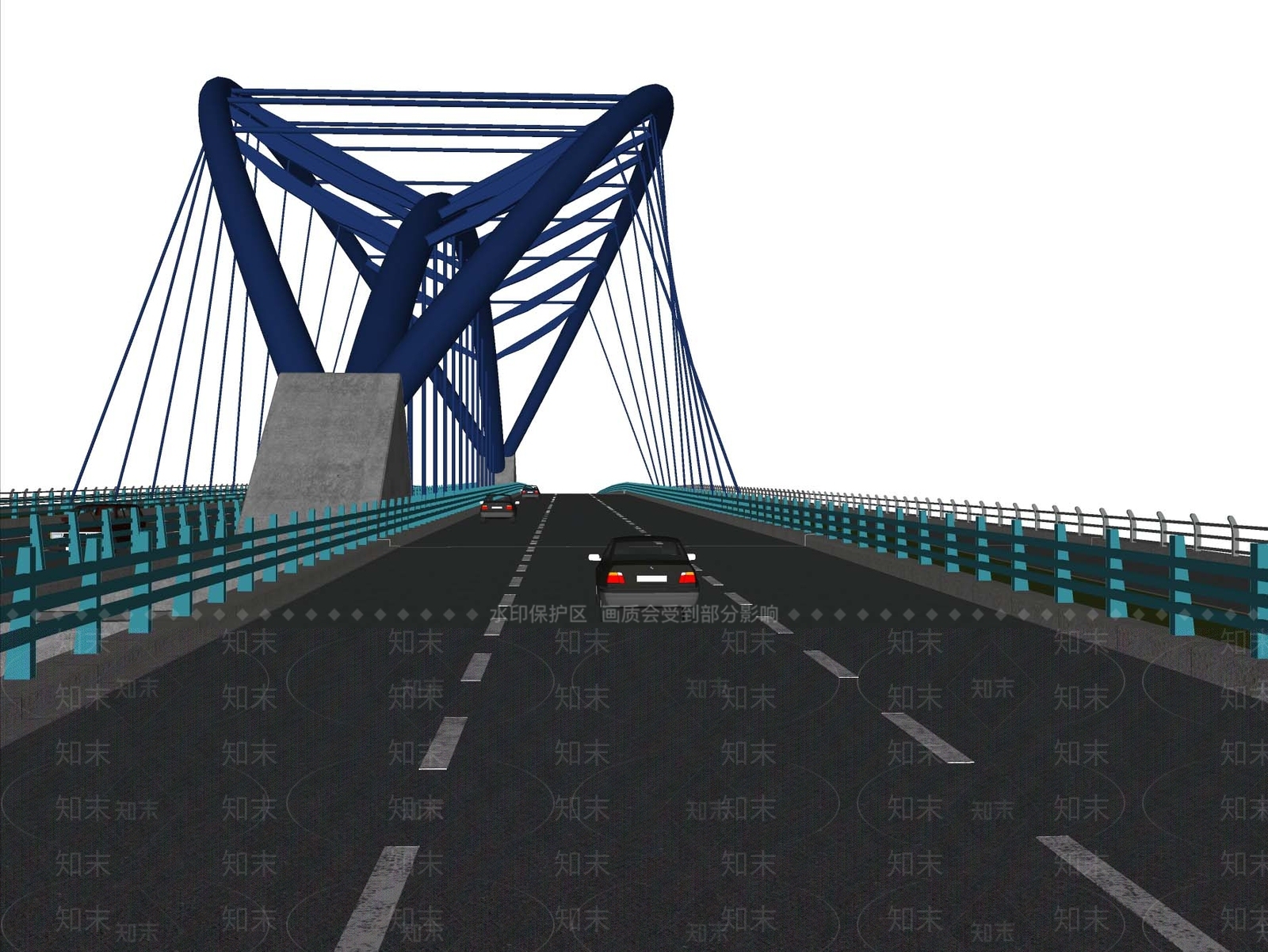 现代市政桥梁SU模型下载【ID:1150046693】