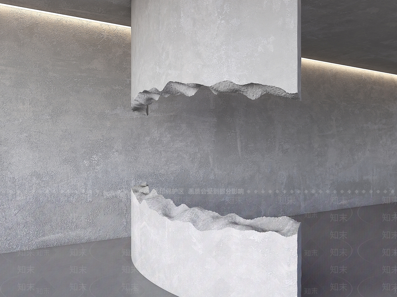 现代破碎墙体隔断3D模型下载【ID:1150048713】