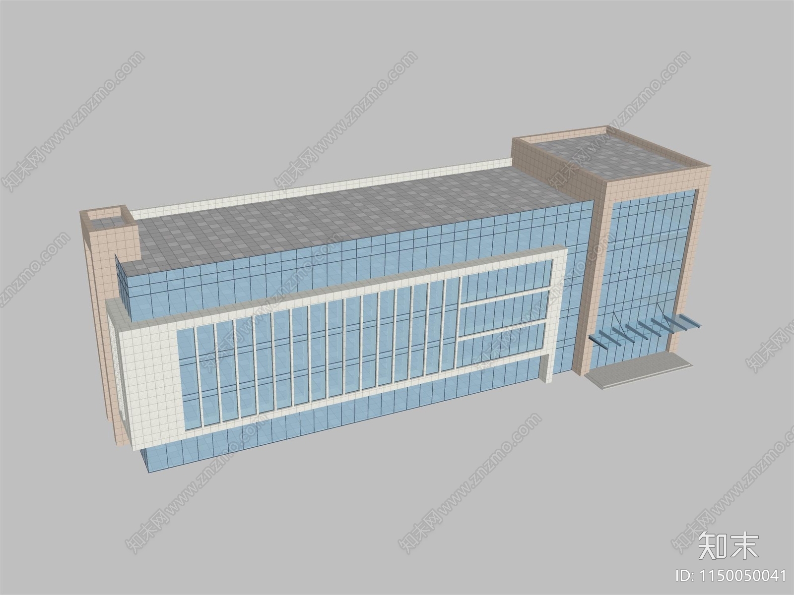 现代多层办公建筑SU模型下载【ID:1150050041】