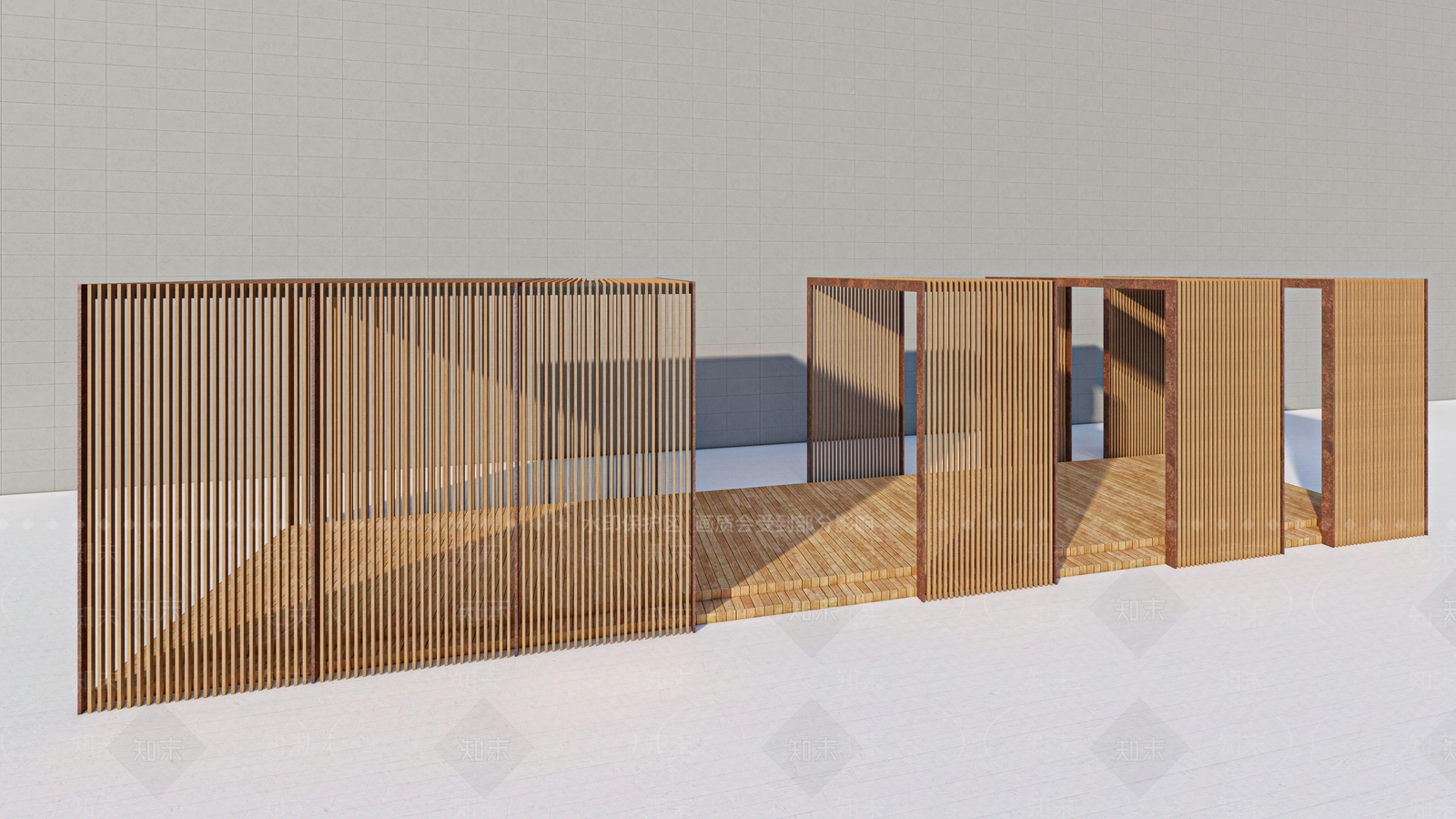 现代防腐木廊架SU模型下载【ID:1150050602】