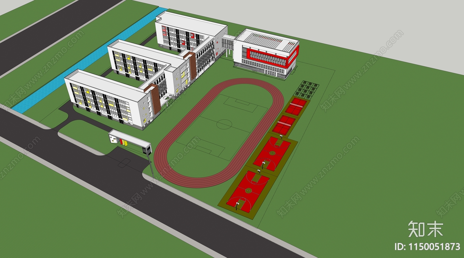 现代风格学校SU模型下载【ID:1150051873】