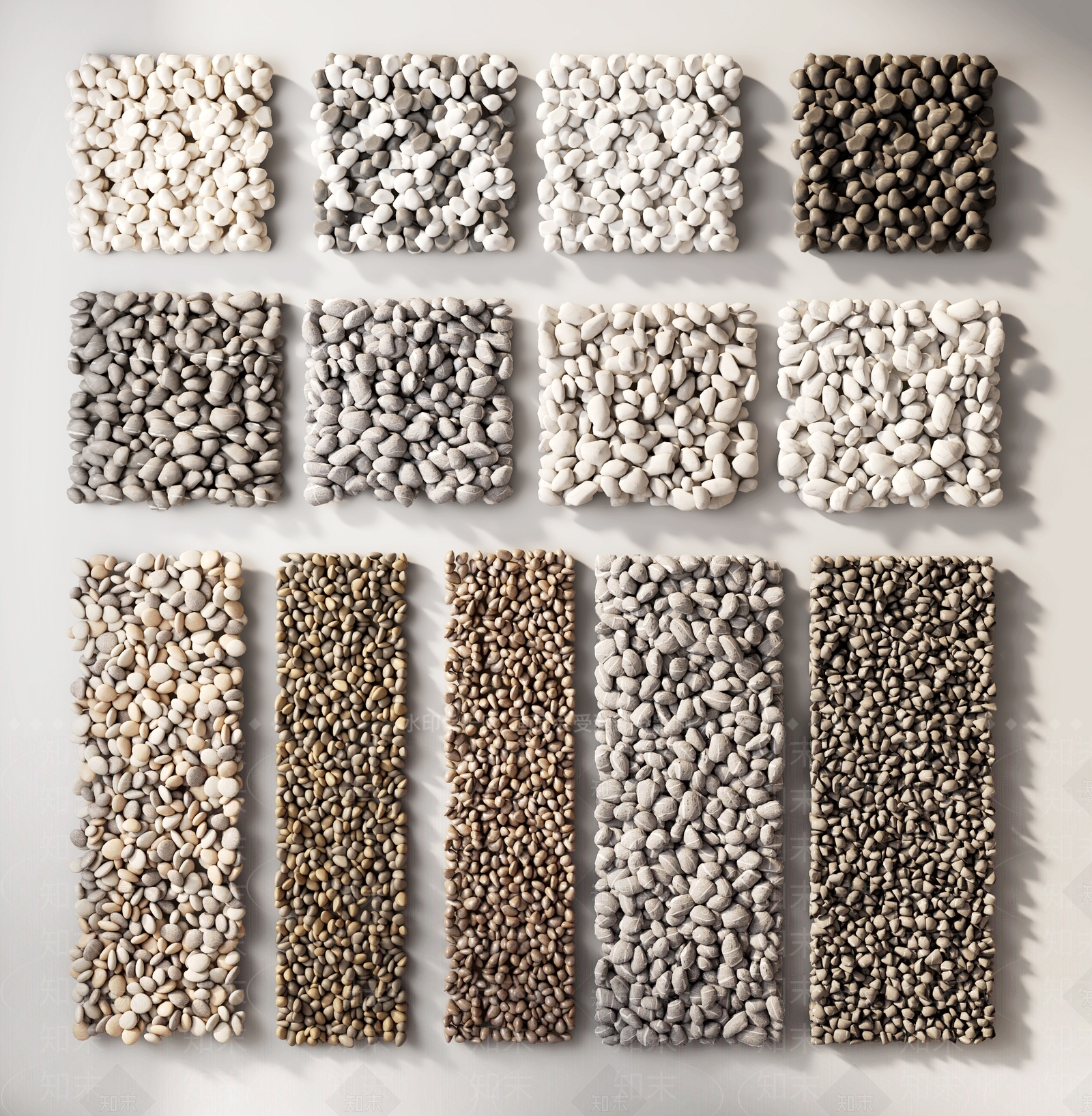 现代景观鹅卵石3D模型下载【ID:1150057986】