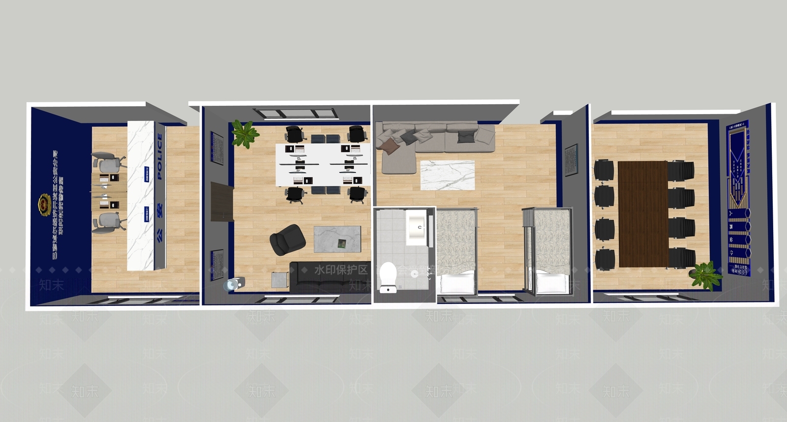 现代公安局SU模型下载【ID:1150059419】