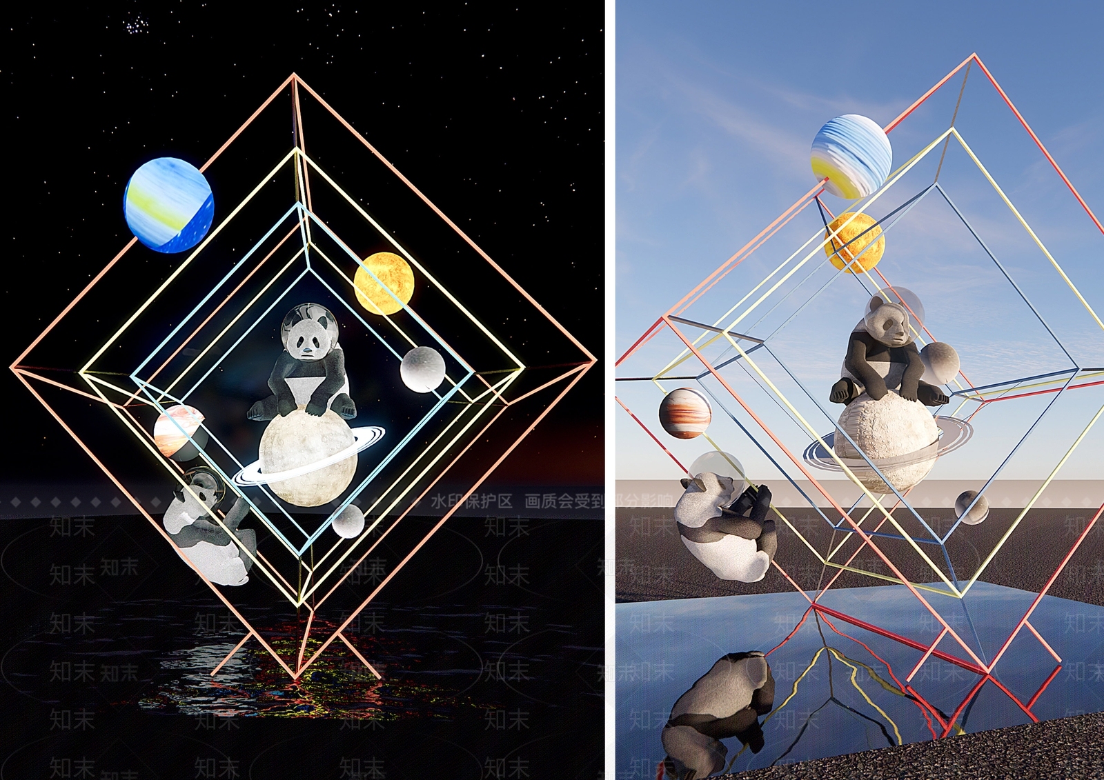 现代几何雕塑小品SU模型下载【ID:1150059454】