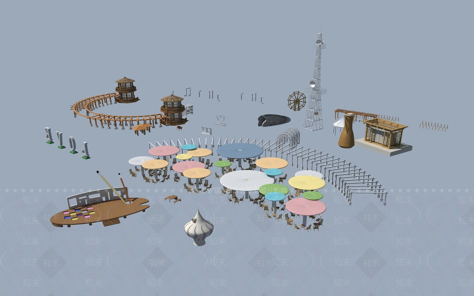 现代廊架3D模型下载【ID:1150068476】