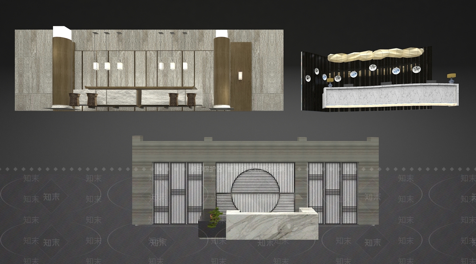 新中式接待台3D模型下载【ID:1150069989】