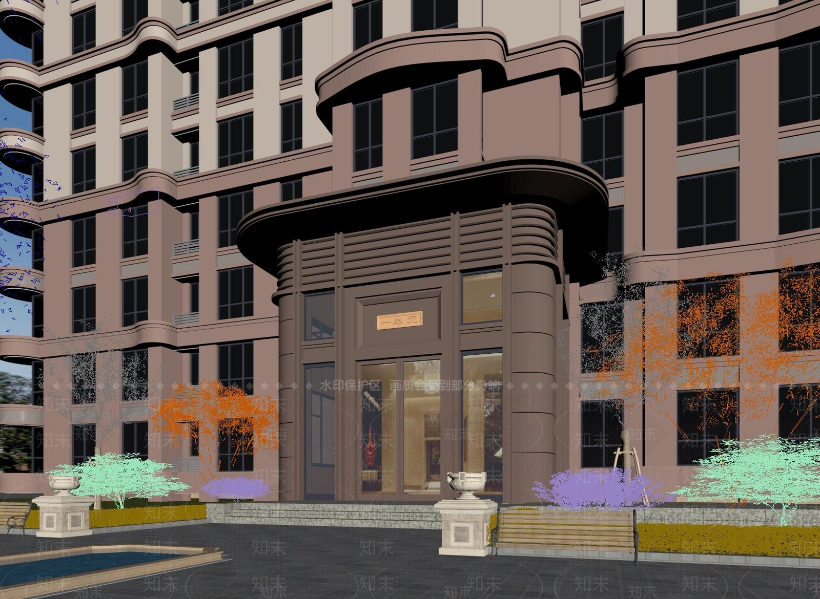 现代小区入口大门3D模型下载【ID:1150070534】