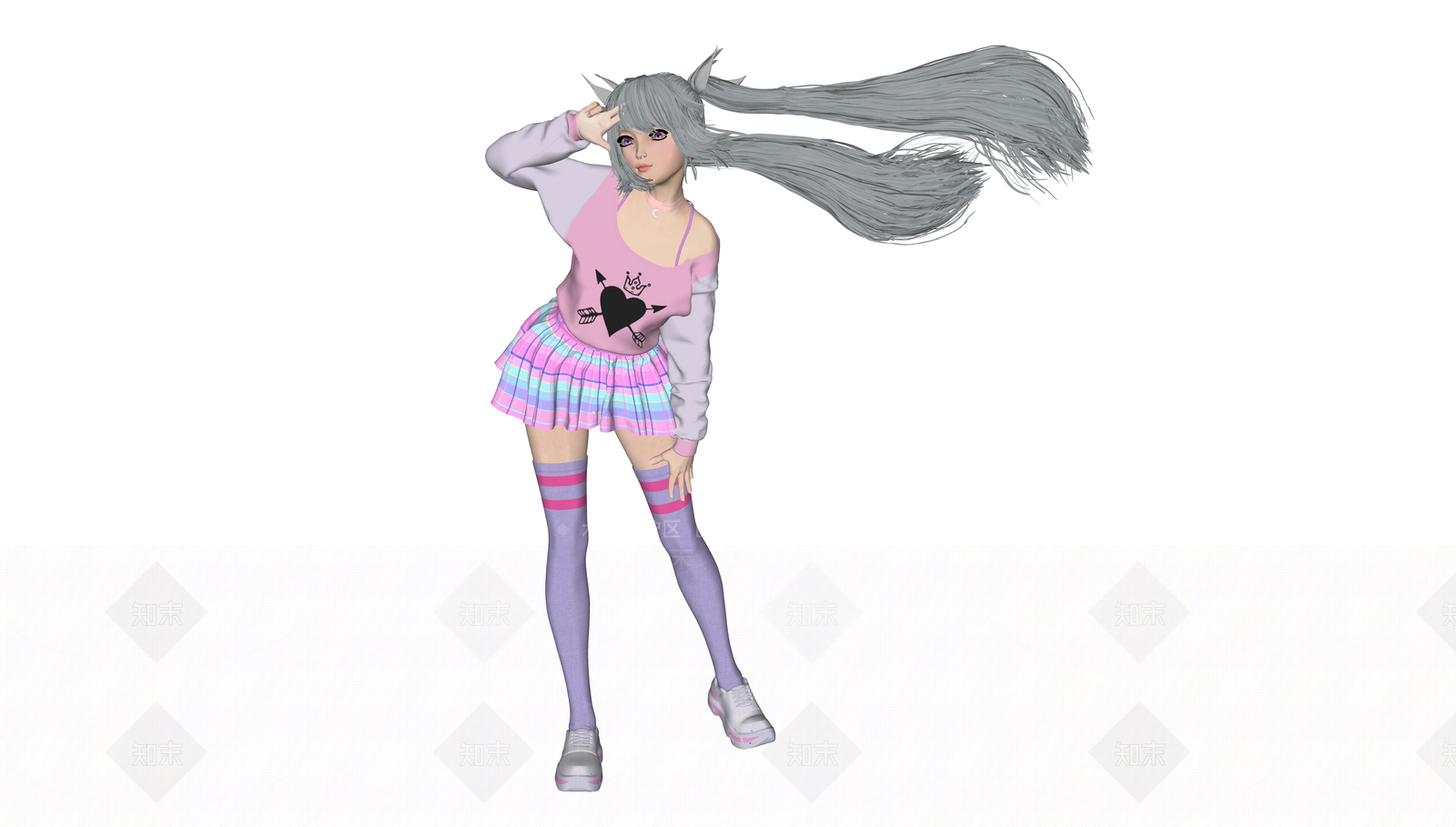 双马尾可爱粉色少女SU模型下载【ID:1150070721】