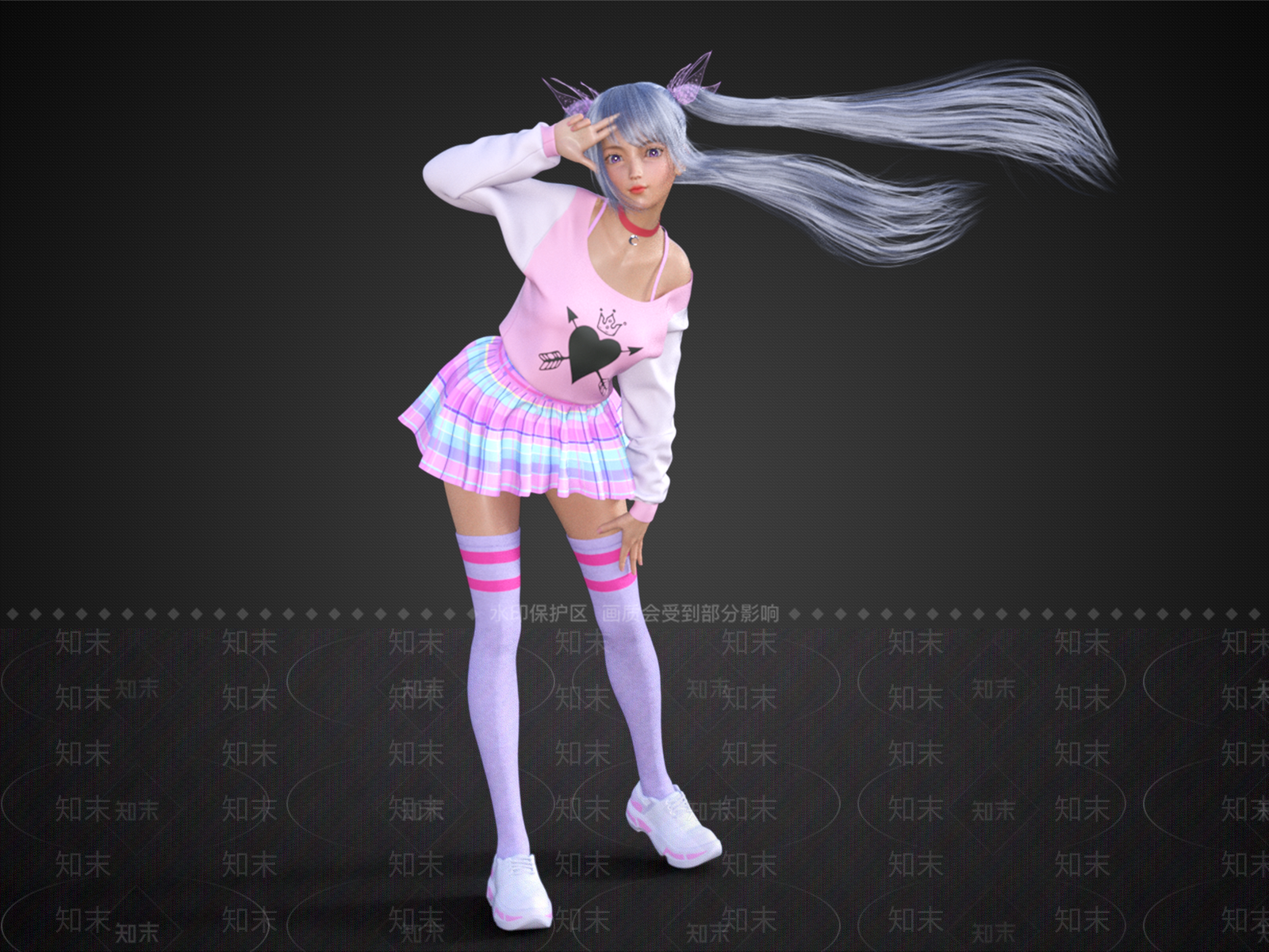 双马尾可爱粉色少女SU模型下载【ID:1150070721】