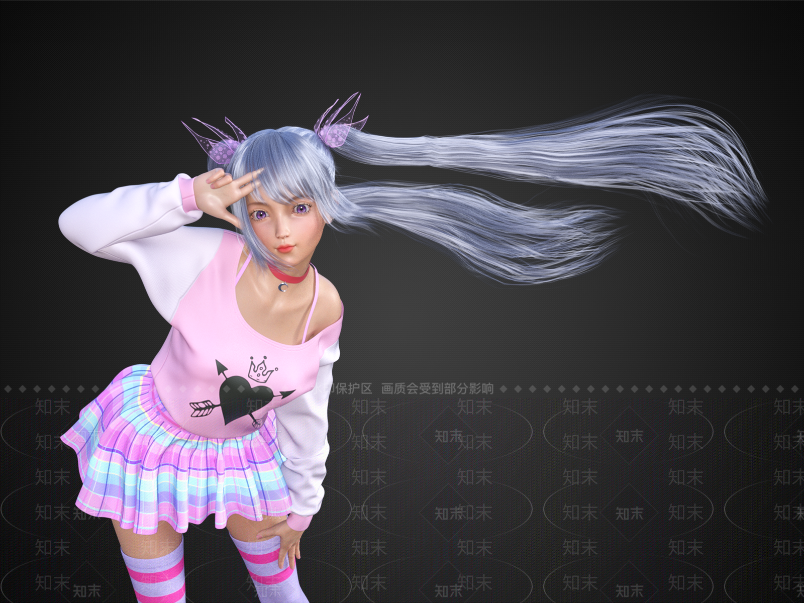 双马尾可爱粉色少女SU模型下载【ID:1150070721】