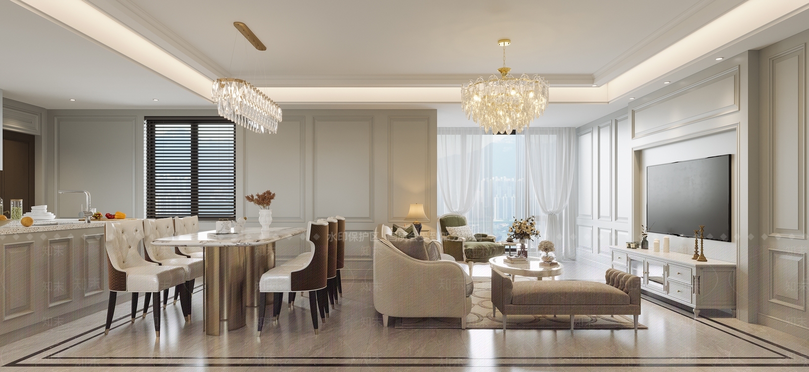 简欧客餐厅3D模型下载【ID:1150072200】