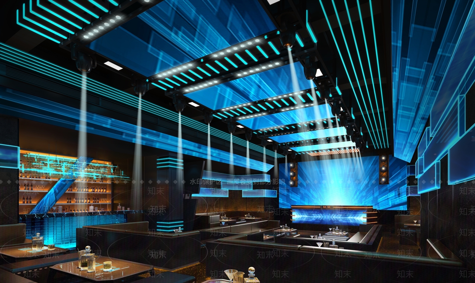 现代未来科技感金属风酒吧大厅3D模型下载【ID:1150180771】