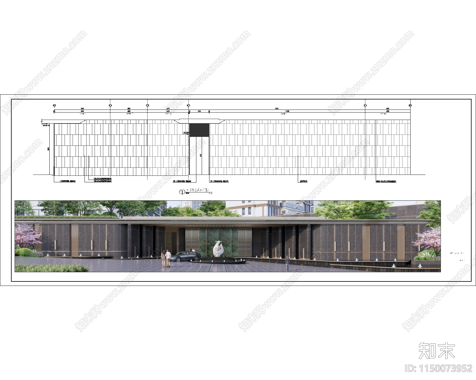 景观入口大门做法详图cad施工图下载【ID:1150073952】