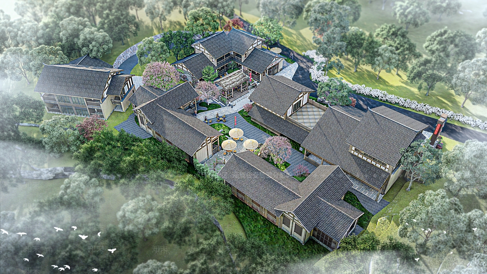民宿建筑SU模型下载【ID:1164170678】