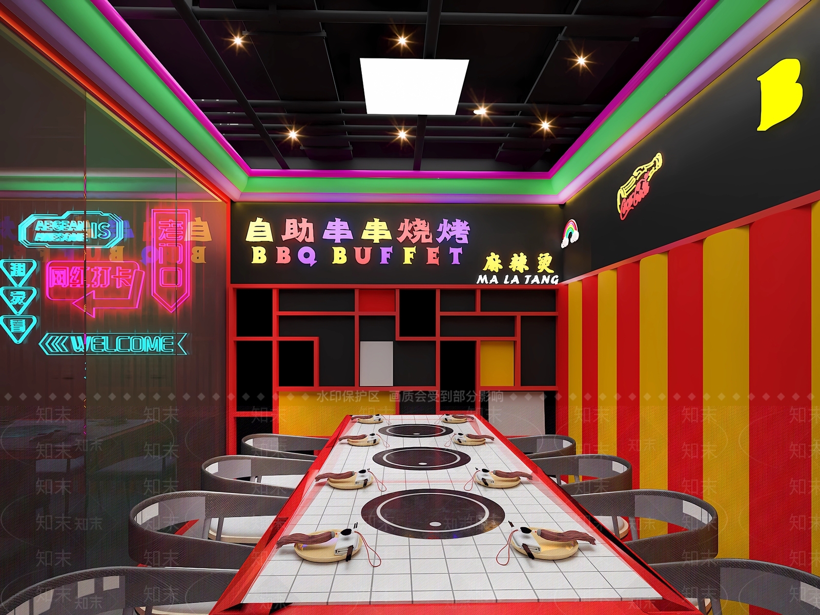 现代火锅店3D模型下载【ID:1150077521】