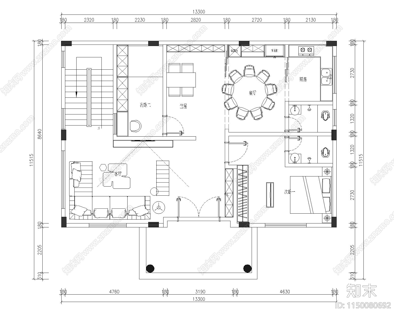 自建房建筑平面施工图下载【ID:1150080692】