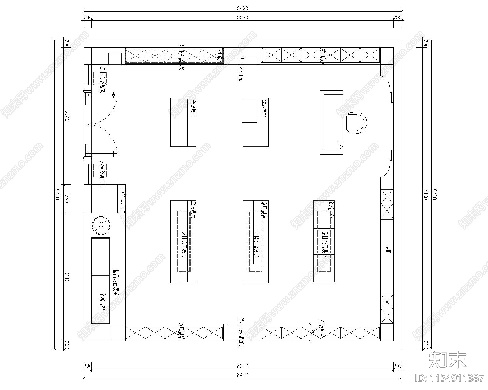 瓷器玻璃制品展厅cad施工图下载【ID:1154911387】