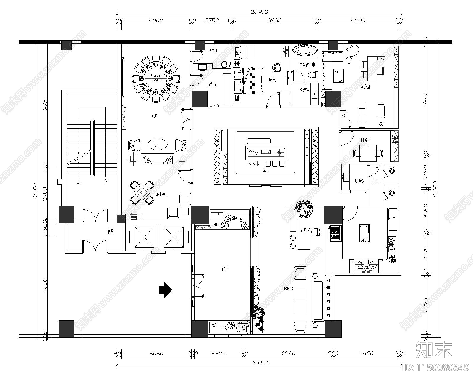 340平会所平面cad施工图下载【ID:1150080849】